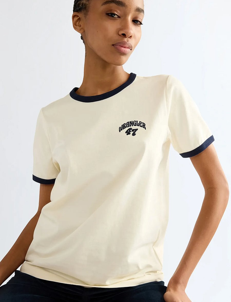 Wrangler - RINGER TEE - t-shirts - antique white - 5