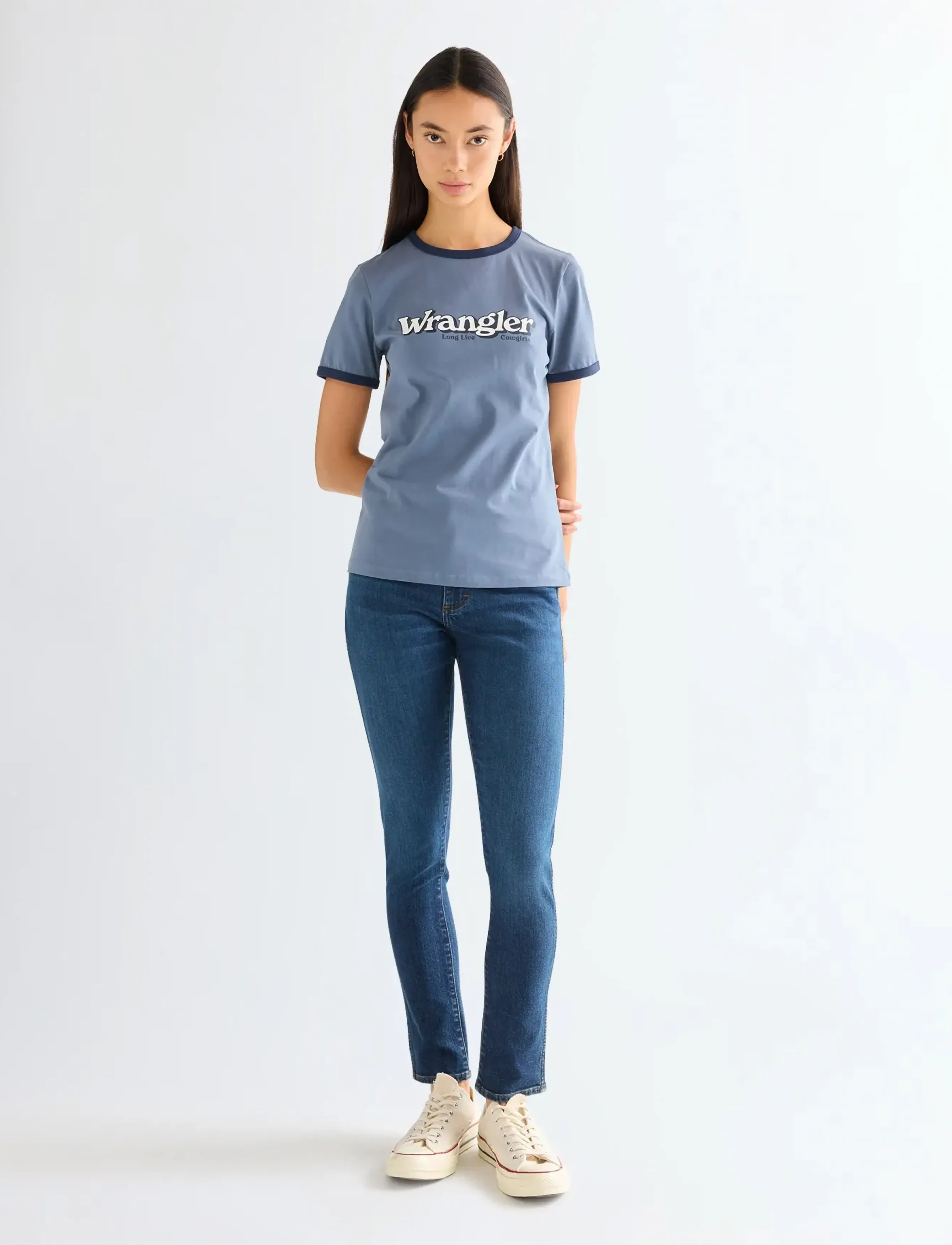 Wrangler - RINGER TEE - laveste priser - dusty blue - 4