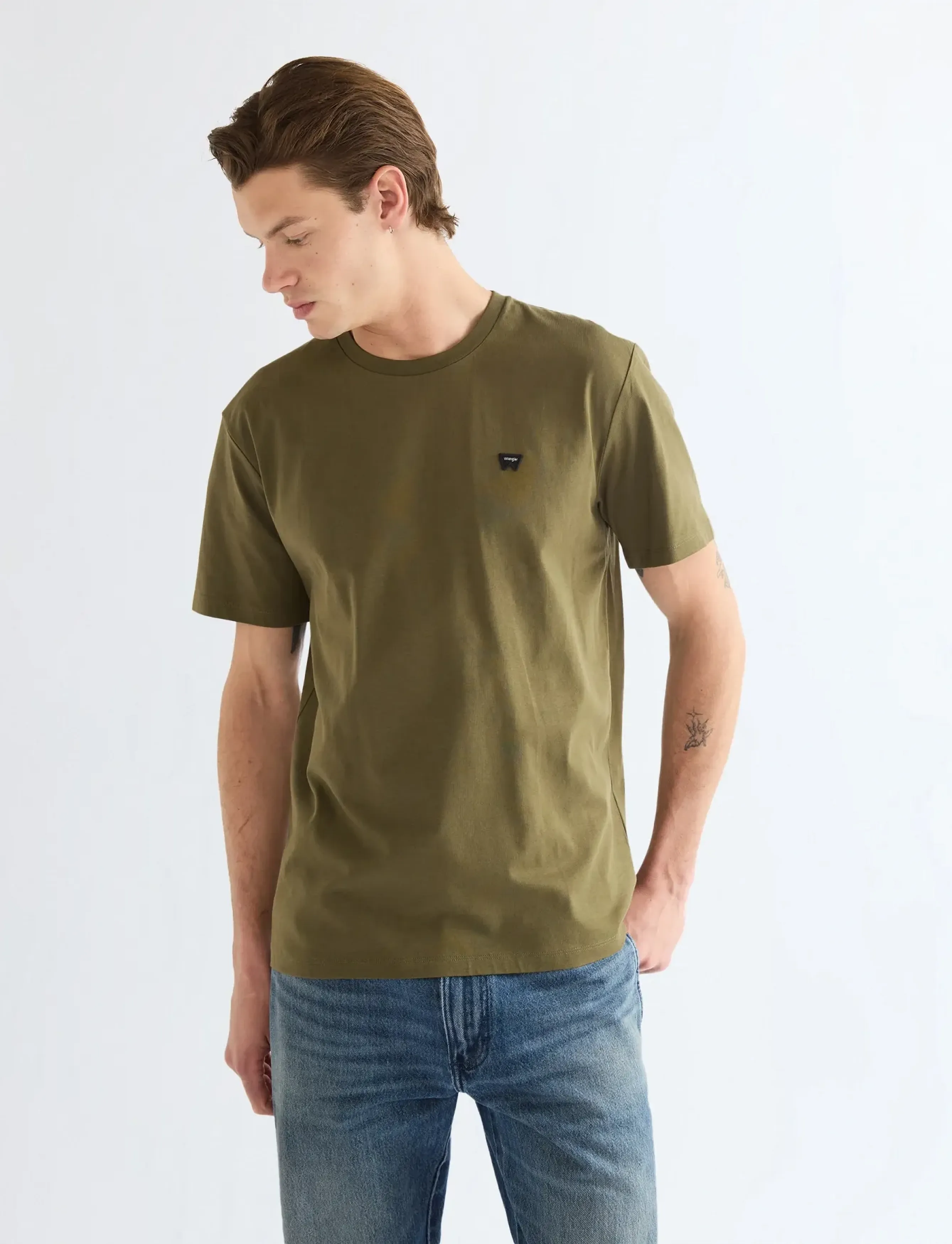 Wrangler Sign Off Tee, XXL, T-shirts, Khakigrün - Short-sleeved, Männerswear