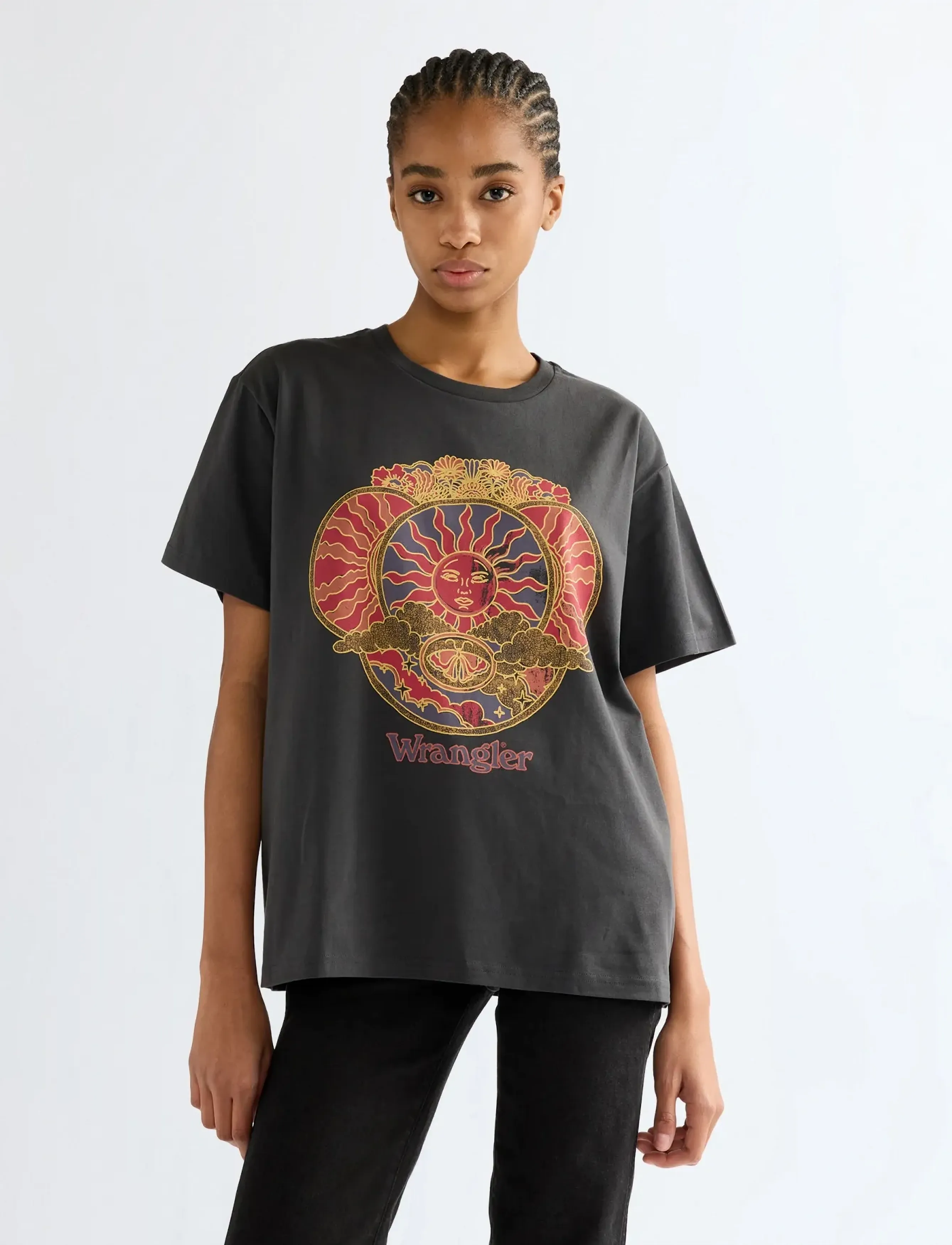 Wrangler - GIRLFRIEND TEE - efterårstøj - faded black - 0