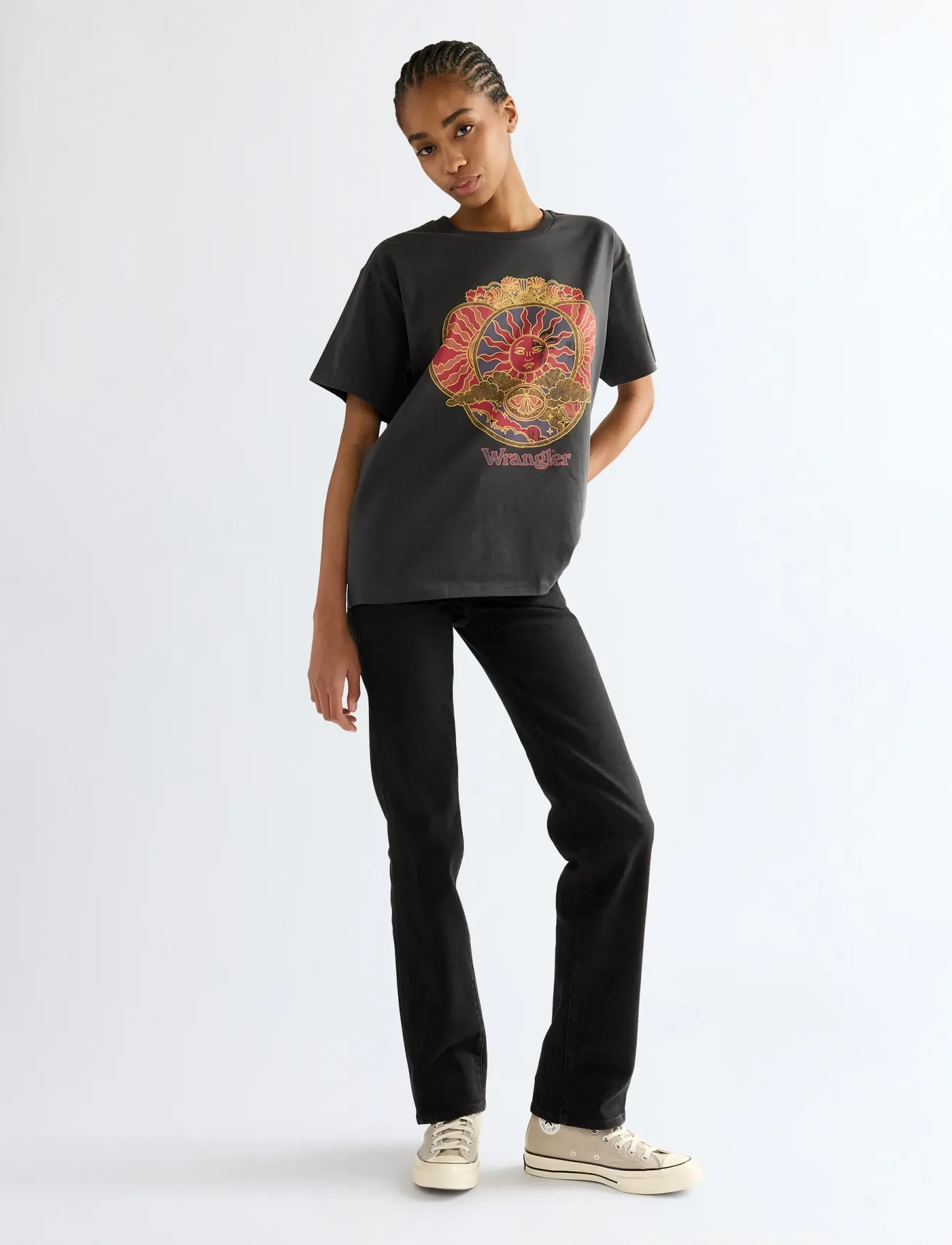 Wrangler - GIRLFRIEND TEE - efterårstøj - faded black - 3