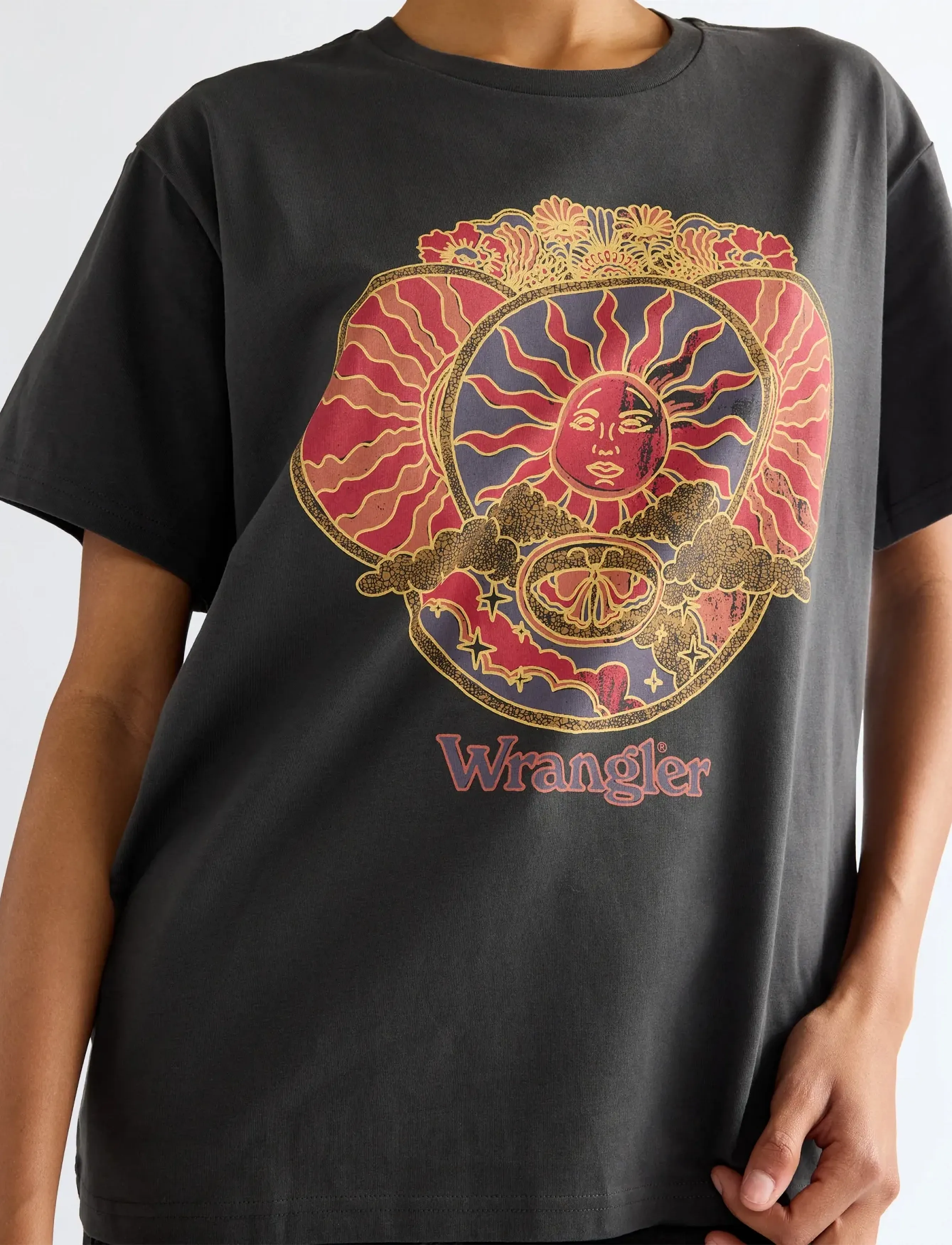 Wrangler - GIRLFRIEND TEE - efterårstøj - faded black - 5