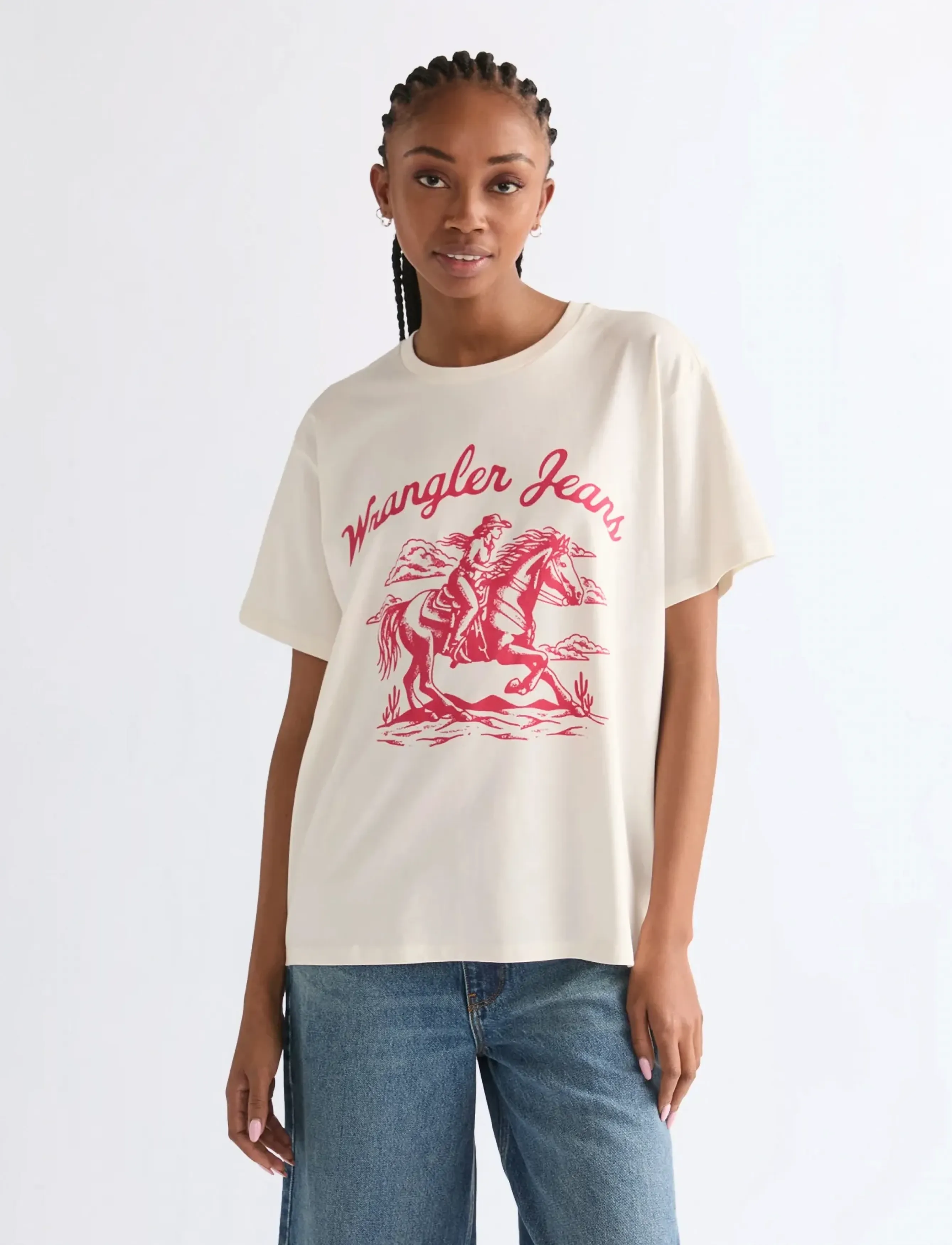 Wrangler GIRLFRIEND TEE - Tøj - WORN WHITE / cream