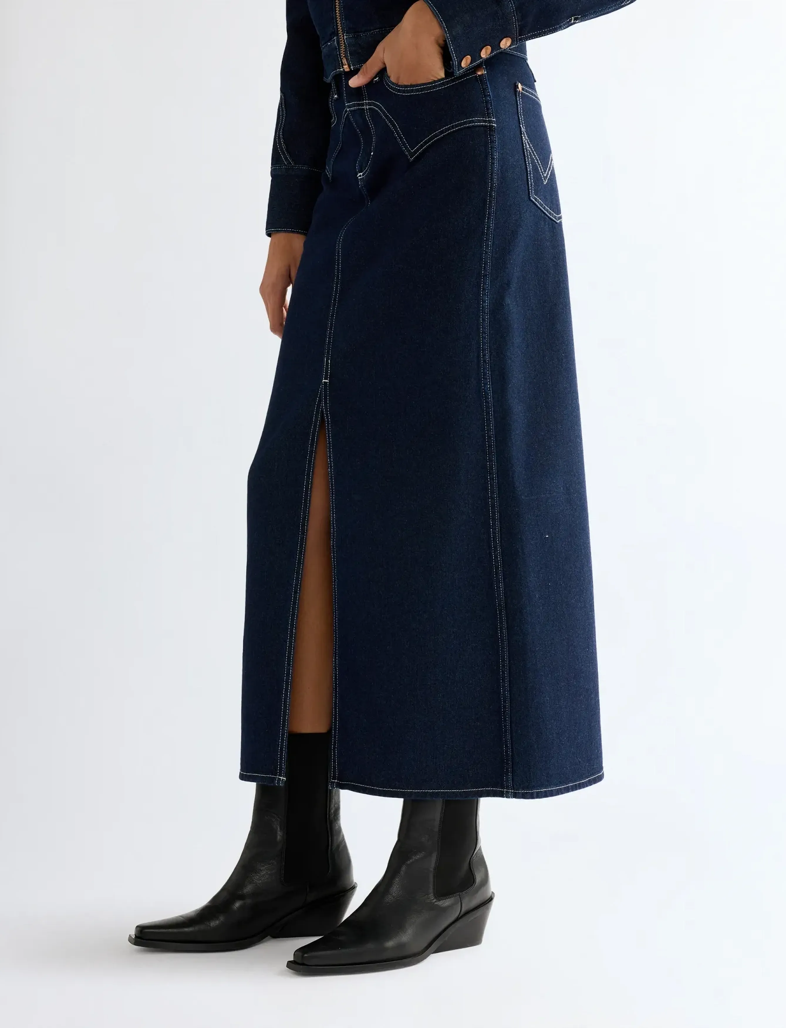 Wrangler WESTERN MIDI SKIRT - Nederdele - DARK ORBIT / navy
