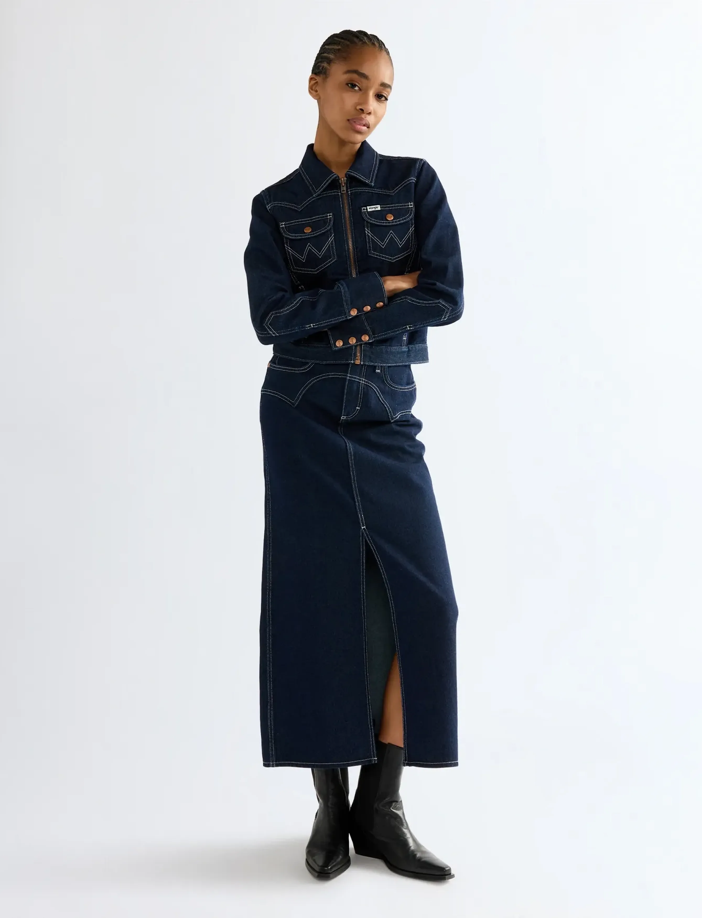 Wrangler - WESTERN MIDI SKIRT - denimnederdele - dark orbit - 3