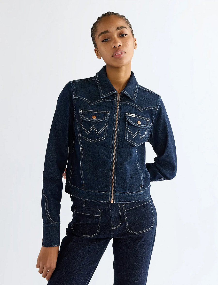 Wrangler - SLIM SEAMED JACKET - lederjacken - dark orbit - 0