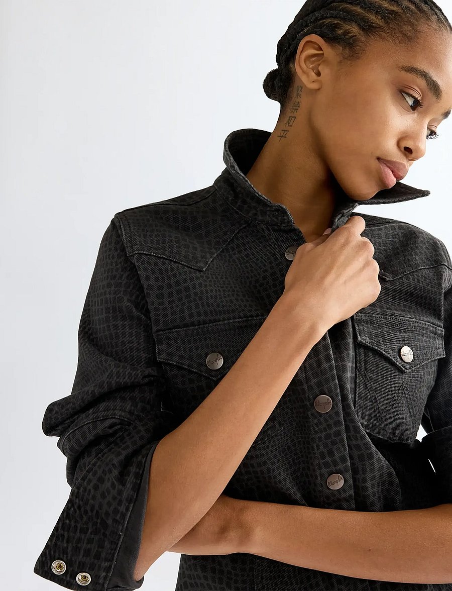 Wrangler - BARREL SLEEVE DRESS - hemdkleider - croc print - 4