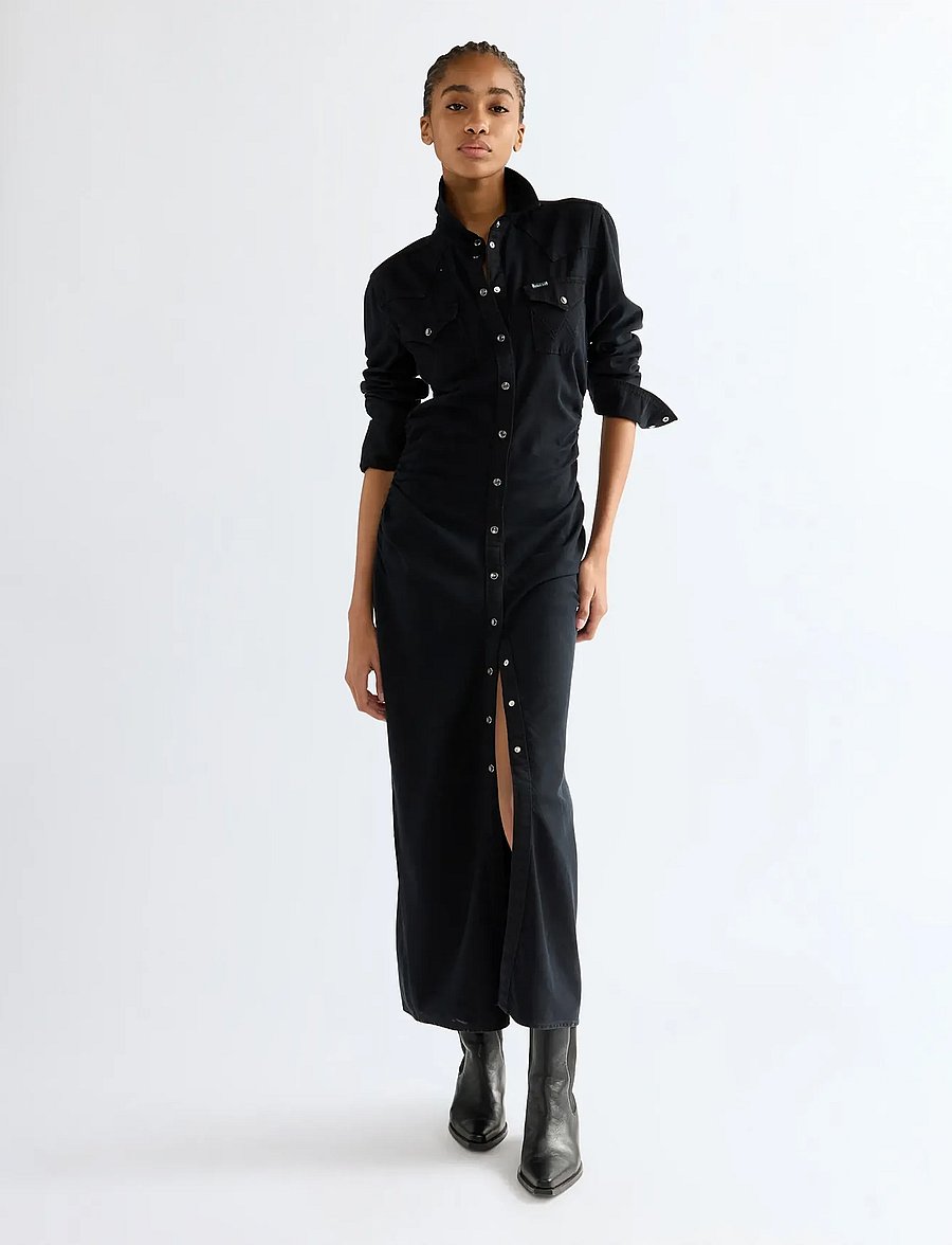 Wrangler - CINCHED WAIST MAXI - maxiklänningar - black fade - 3
