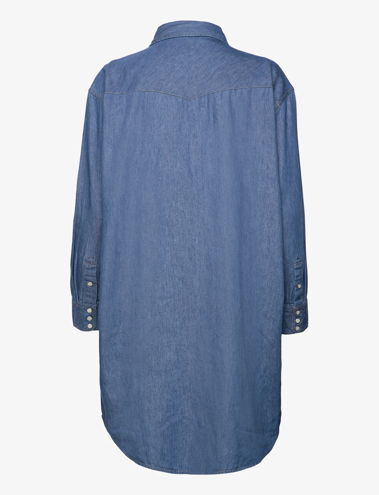 Wrangler - DENIM SHIRT DRESS - jeansklänningar - mid indigo - 1