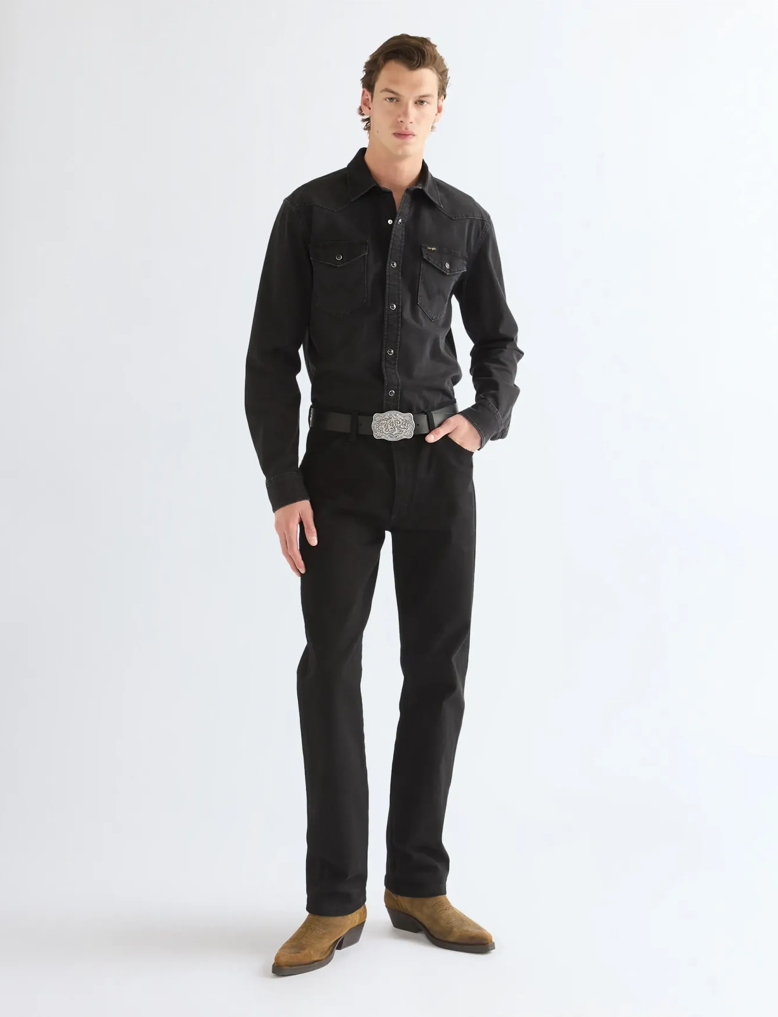 Wrangler Western Belt, Mænd, Western Bælte, Sort, Str: 90