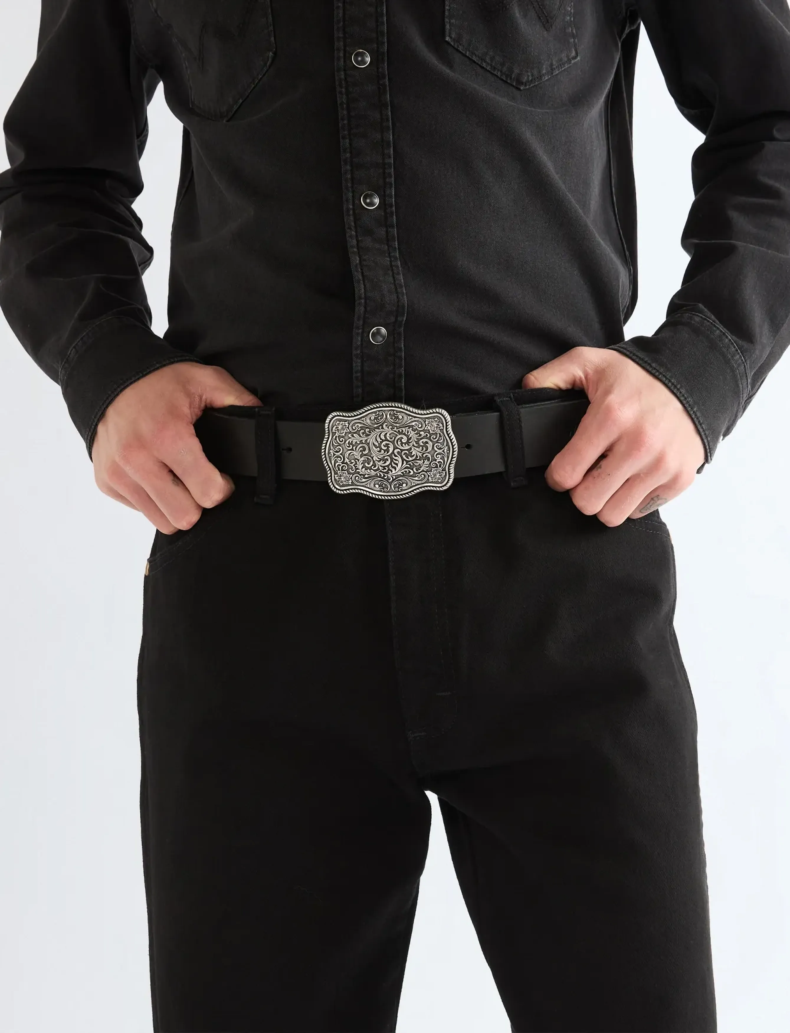 Wrangler - WESTERN BELT - klassiska skärp - black - 3