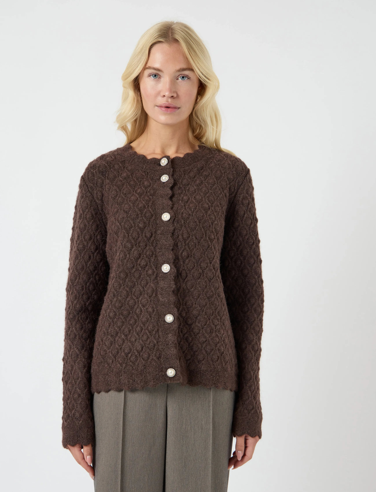 YAS YAS Yasbubble Ls Knit Cardigan S. Noos - Brown - XS