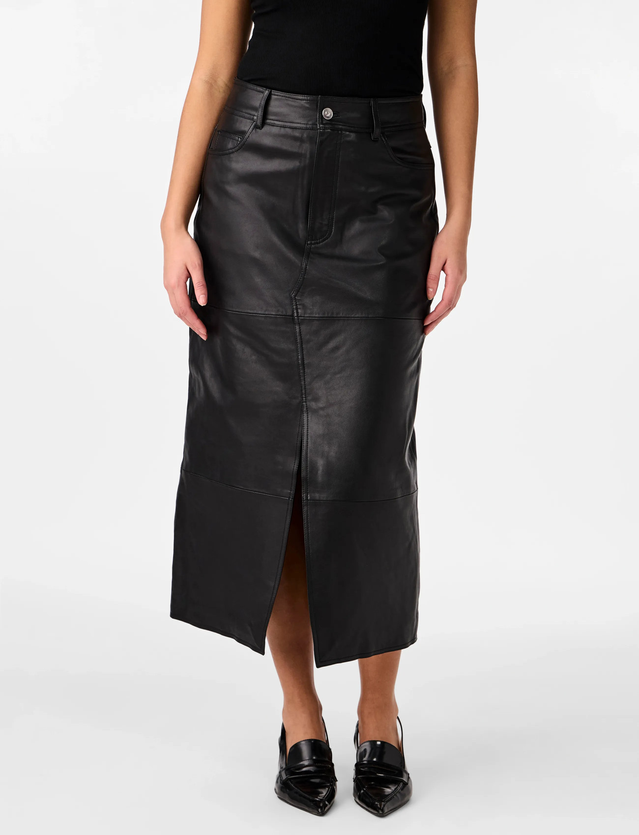 YAS Yasmina Hmw Leather Long Skirt Noos - Black - S