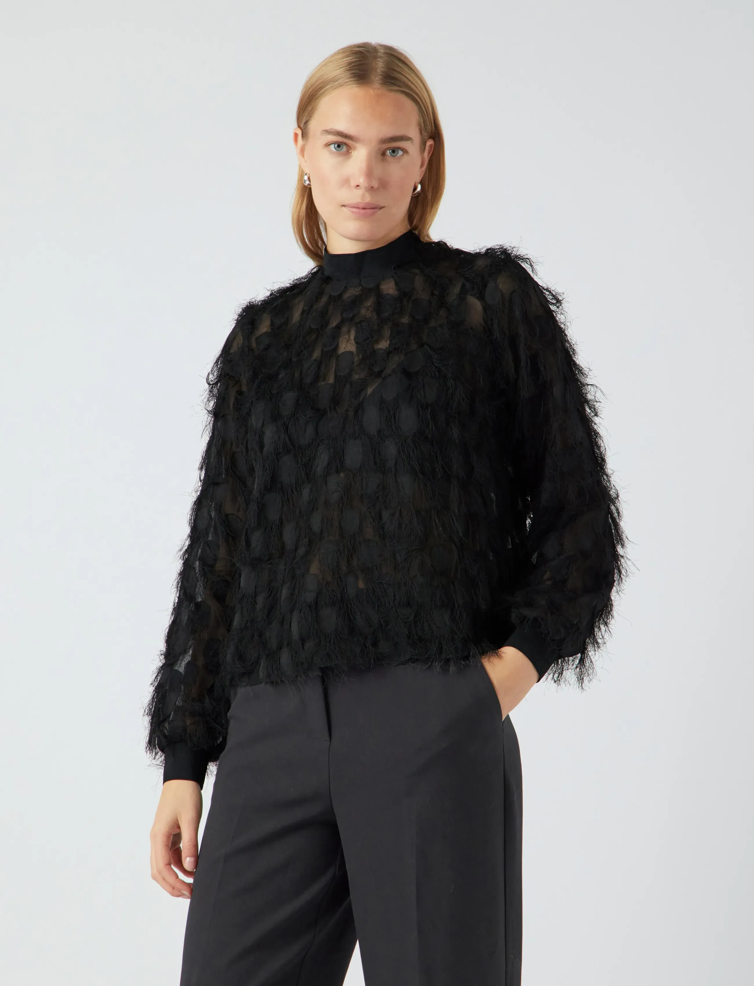 YAS dio Ls Top, Kvinder, Frynsetop, Sort, Str: 36