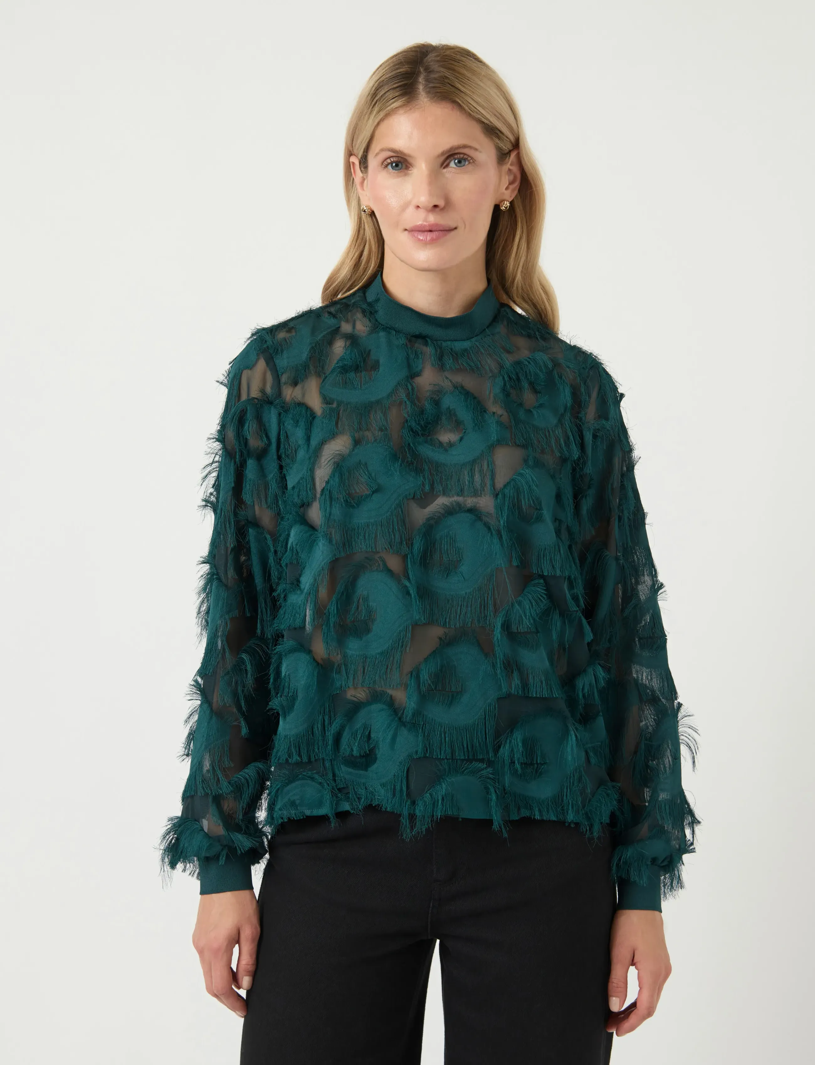 YAS dio Ls Top, Kvinder, Frynsetop, Grøn, Str: 38