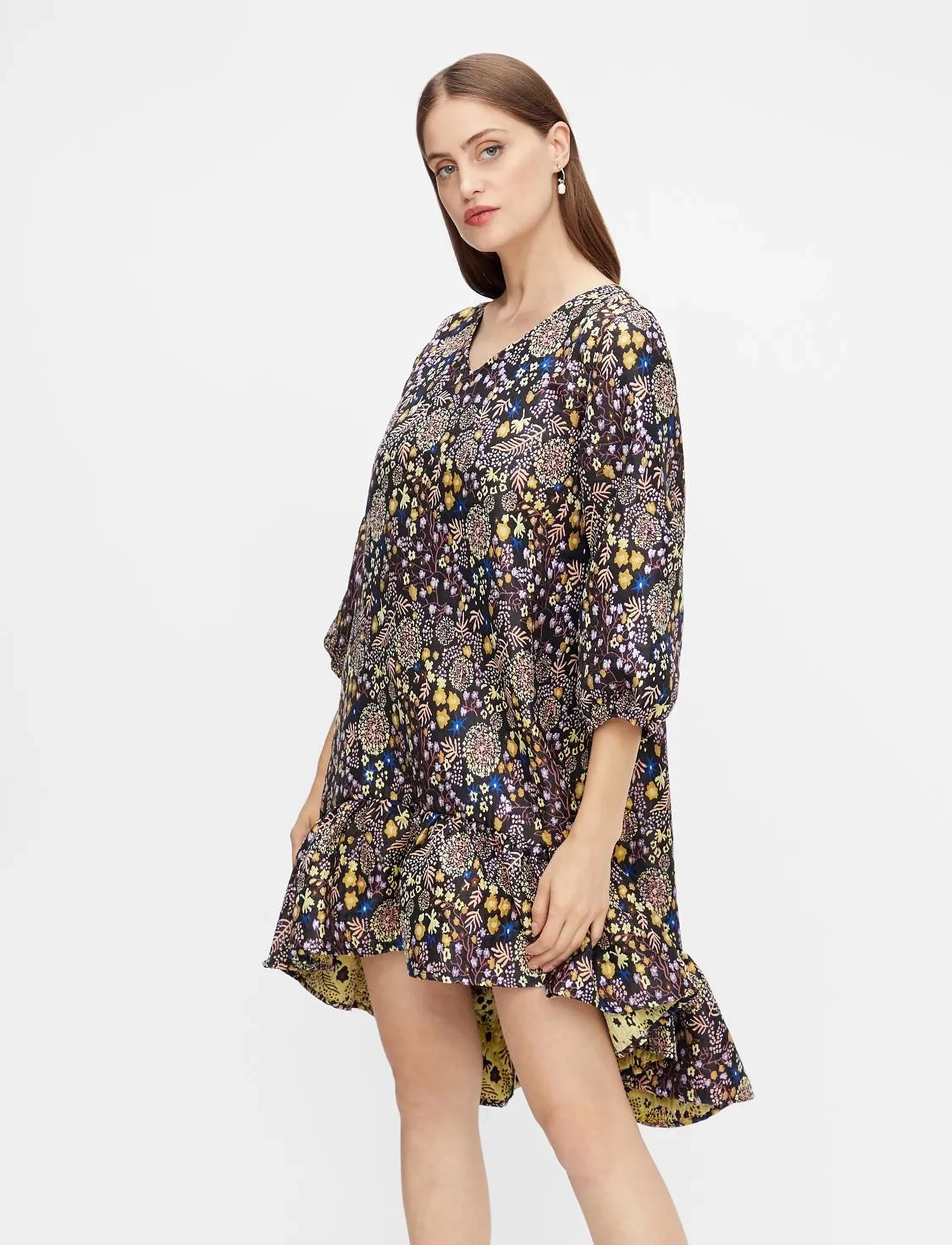 YAS YASYISHO 3/4 DRESS FT - Kleider - BLACK / multi