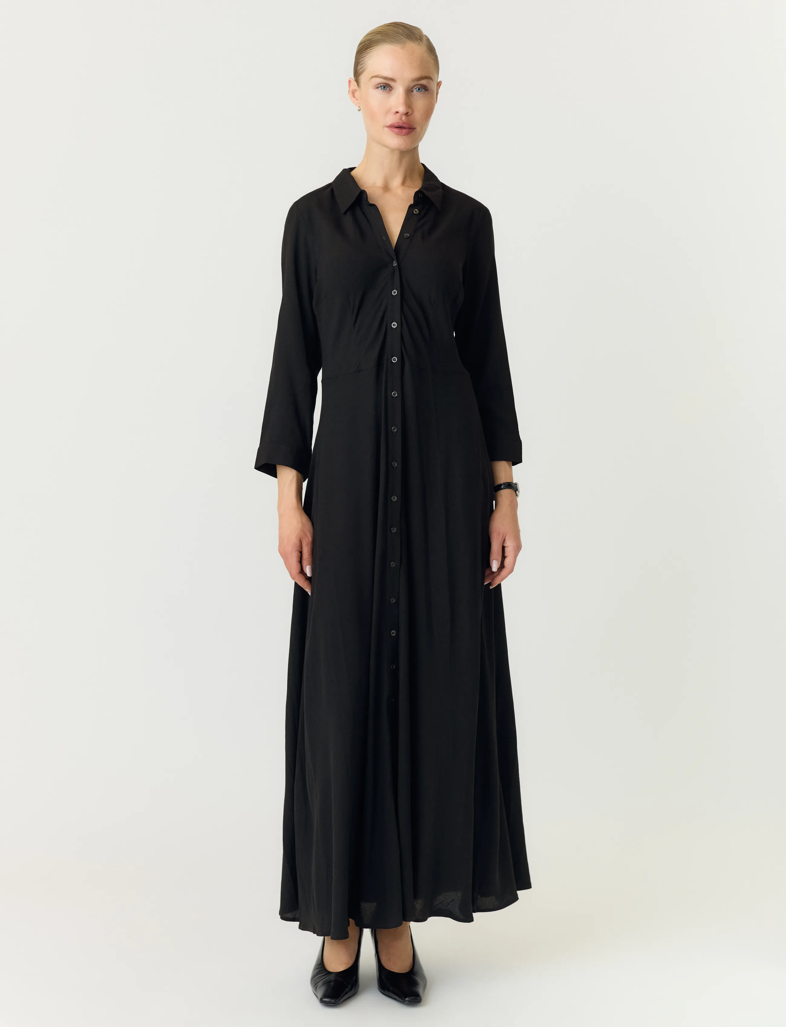 YAS Yassavanna Long Shirt Dress S., L, Black, Kjoler > Maxikjole, Dame