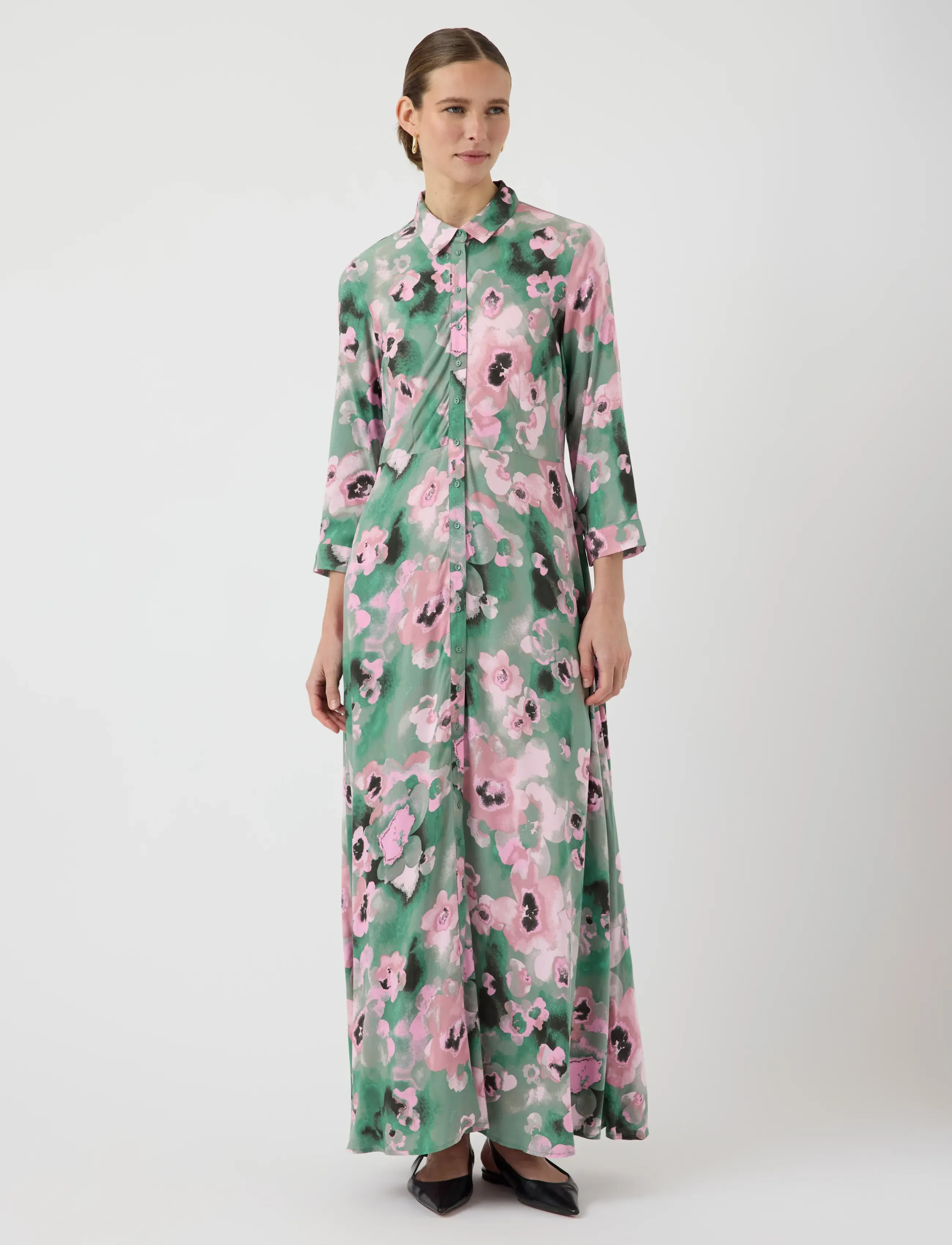 YAS savanna Long Shirt Dress S. Noos, M, Dresses, Mehrfarbig/gemustert - Maxi Dress, Frauen