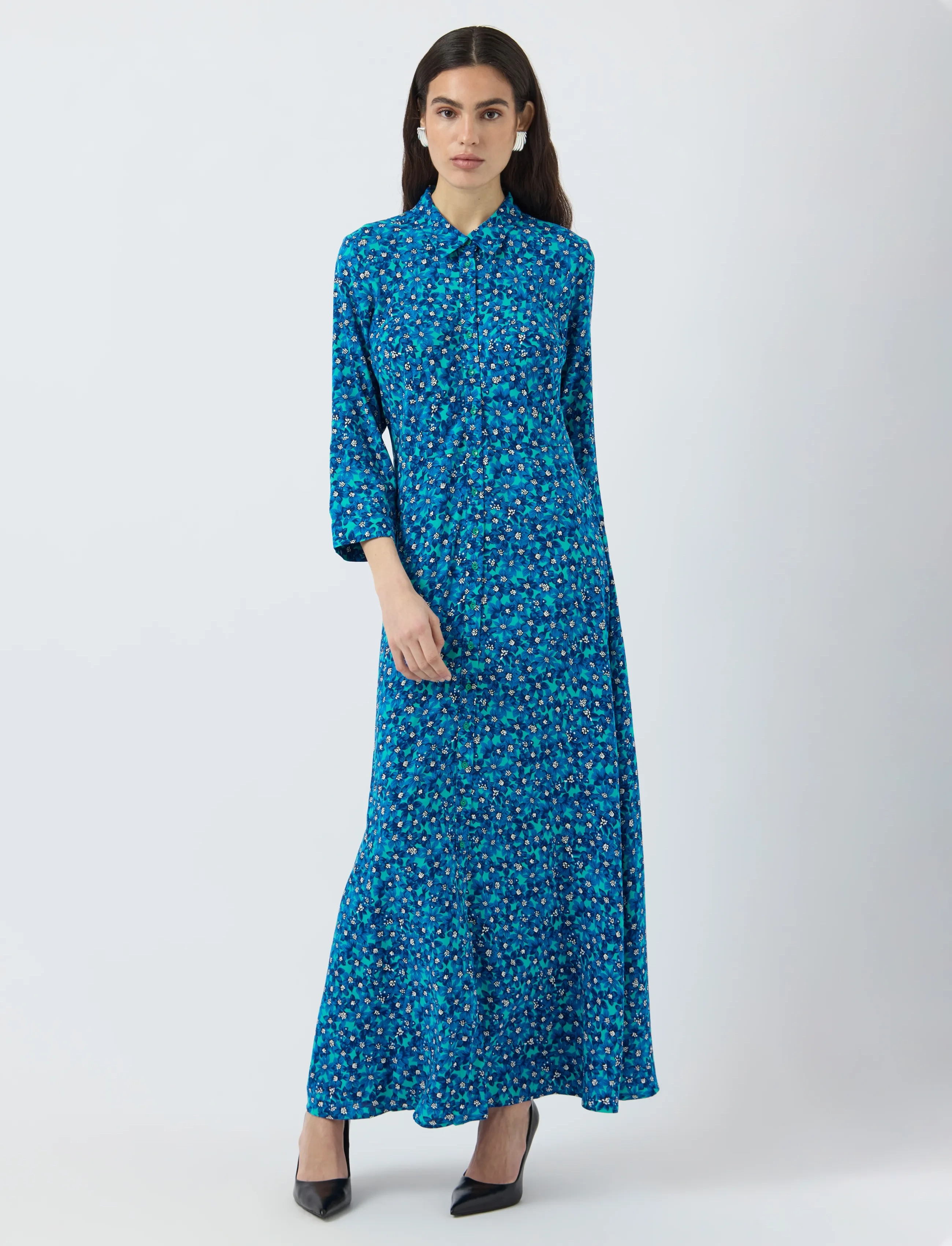 YAS - YASSAVANNA LONG SHIRT DRESS S. NOOS - skjortekjoler - pool green - 4