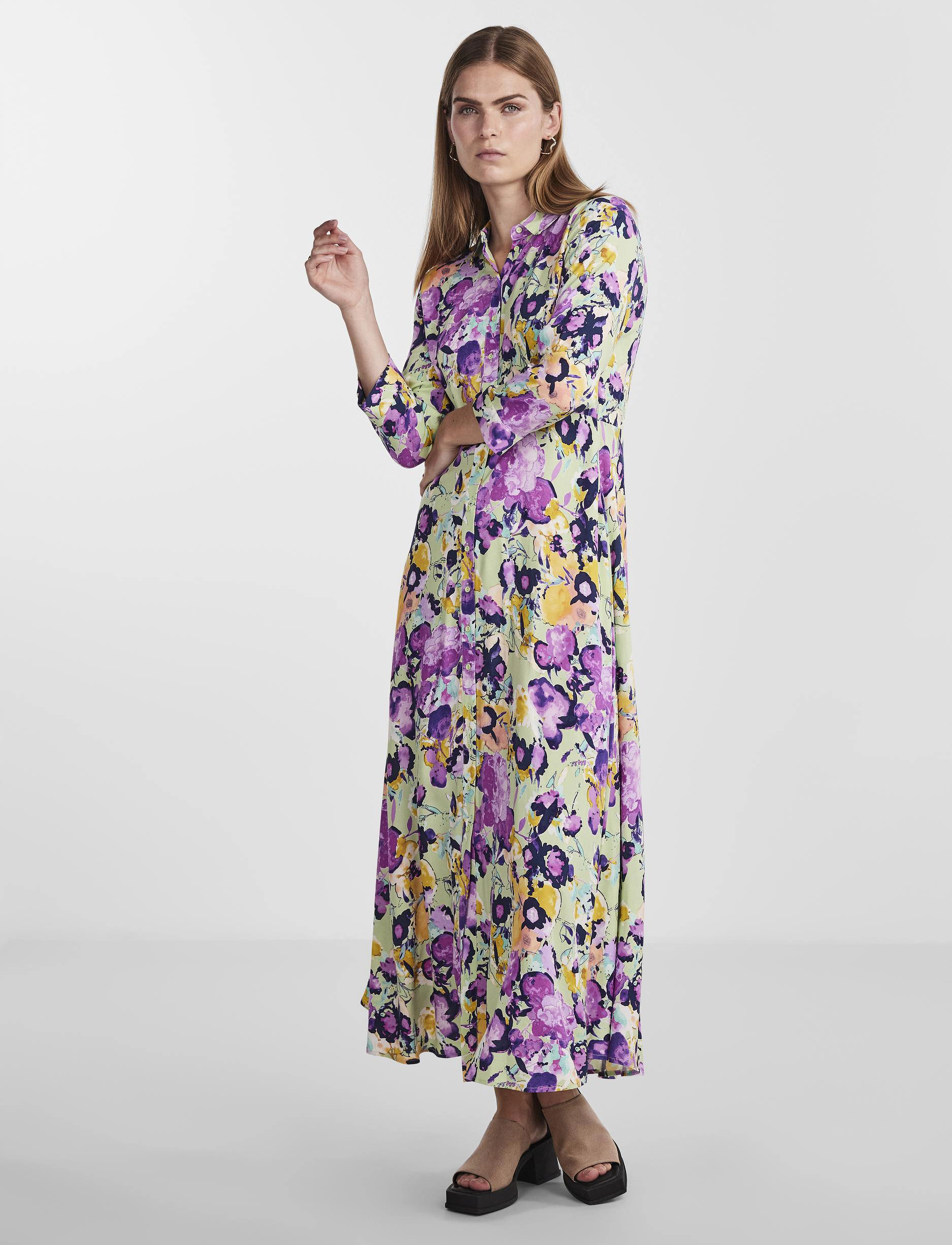 YAS - YASSAVANNA LONG SHIRT DRESS S. NOOS - skjortekjoler - quiet green - 4