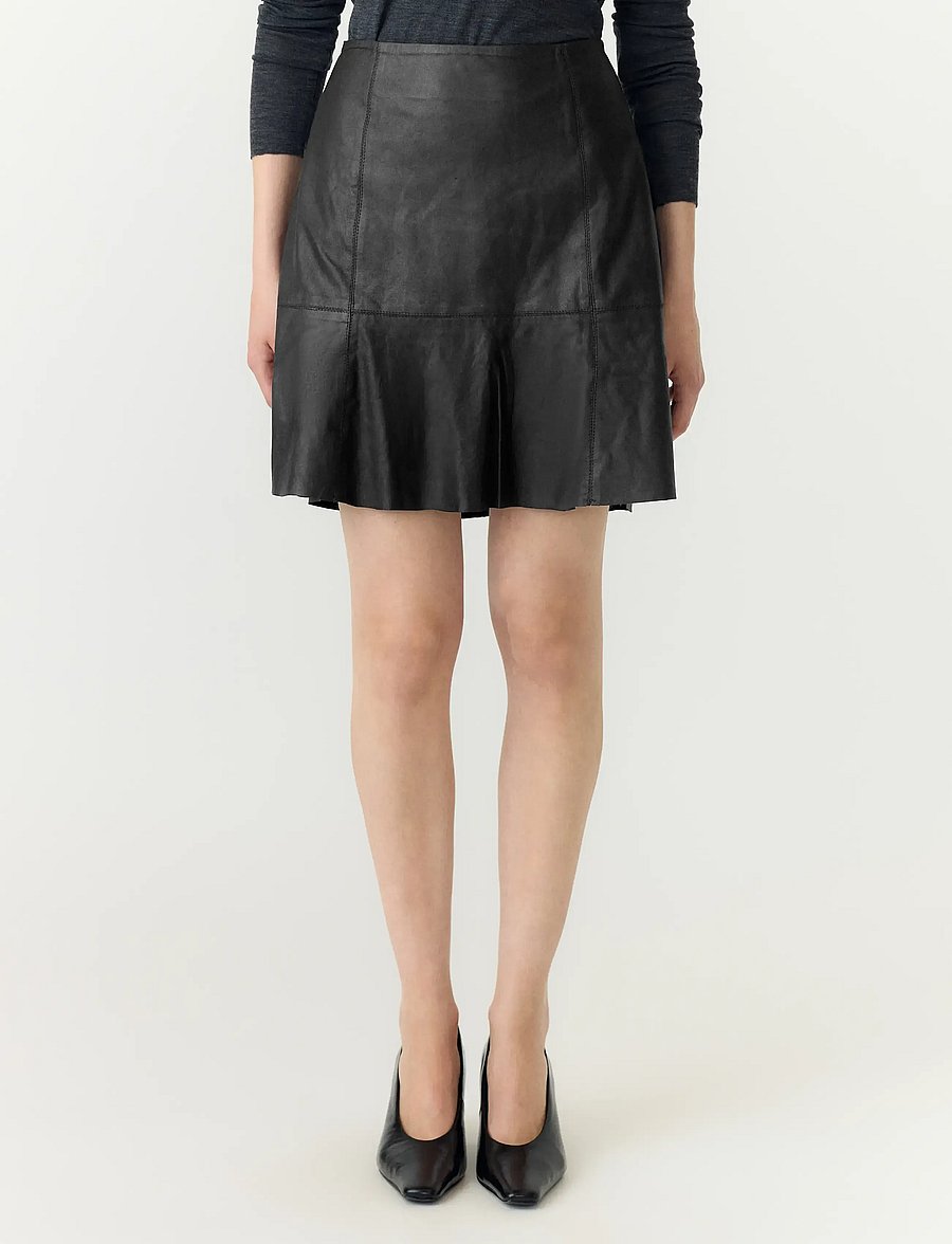 YAS - YASCOLLY MW NAPLON LEATHER SKIRT NOOS - leather skirts - black - 0