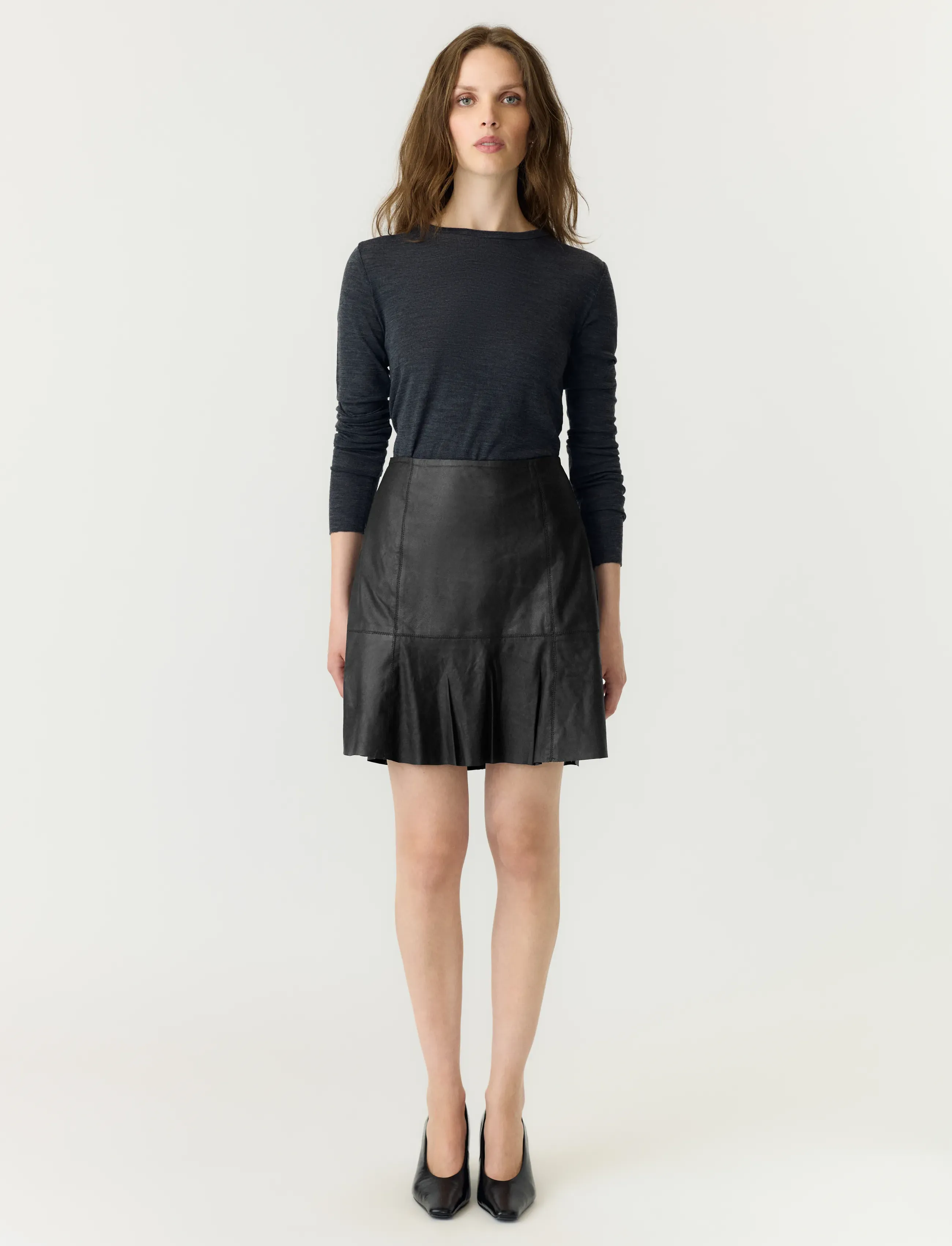 YAS - YASCOLLY MW NAPLON LEATHER SKIRT NOOS - leather skirts - black - 4
