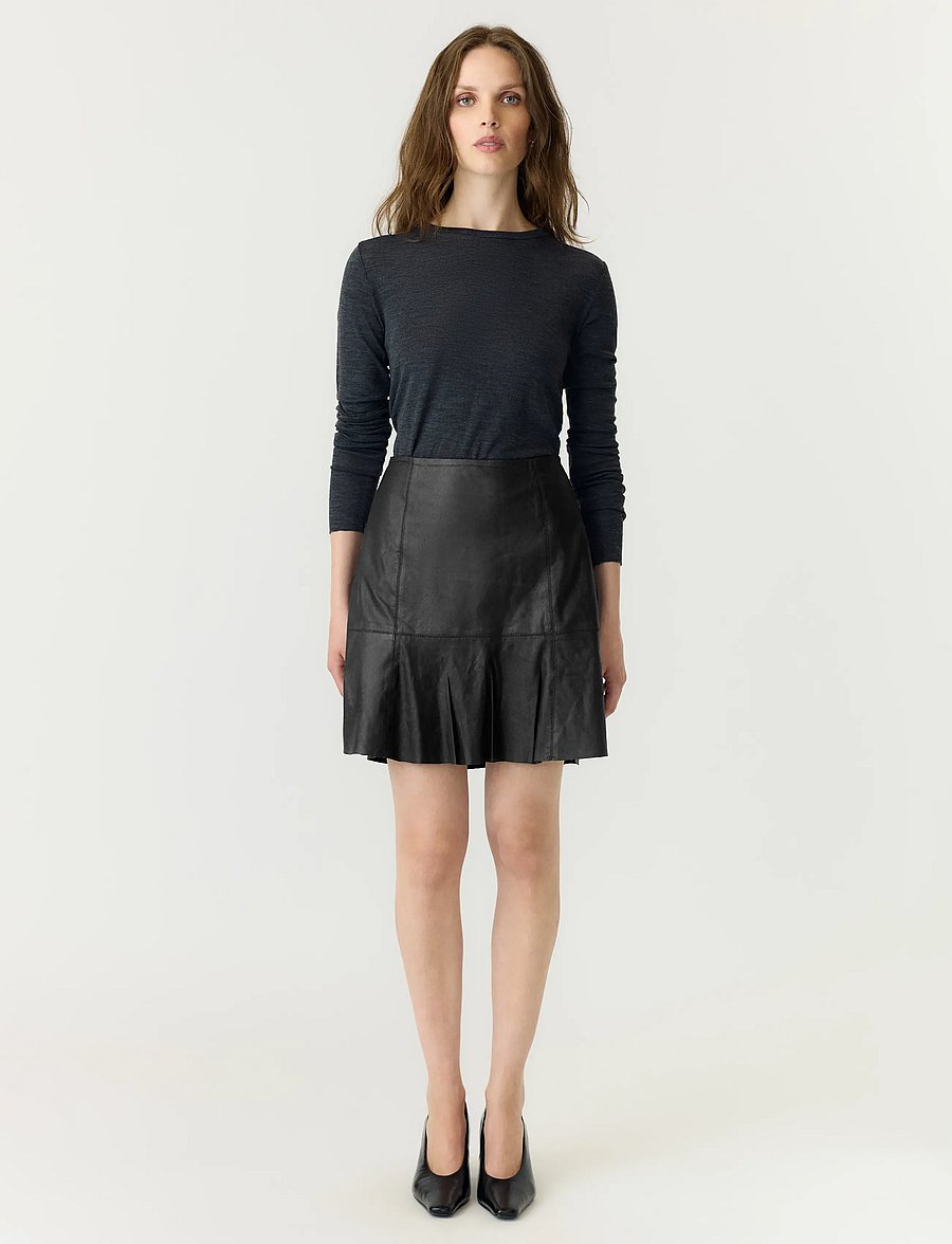 YAS - YASCOLLY MW NAPLON LEATHER SKIRT NOOS - leather skirts - black - 4
