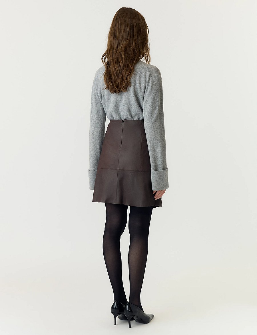 YAS - YASCOLLY MW NAPLON LEATHER SKIRT NOOS - lædernederdele - chocolate brown - 3