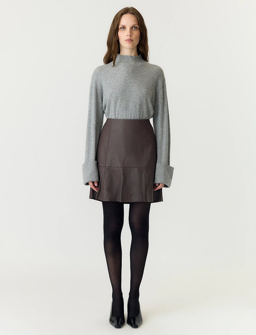 YAS - YASCOLLY MW NAPLON LEATHER SKIRT NOOS - lædernederdele - chocolate brown - 4
