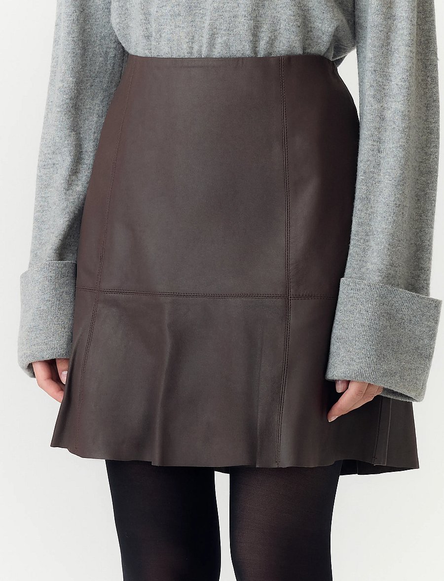 YAS - YASCOLLY MW NAPLON LEATHER SKIRT NOOS - lædernederdele - chocolate brown - 5