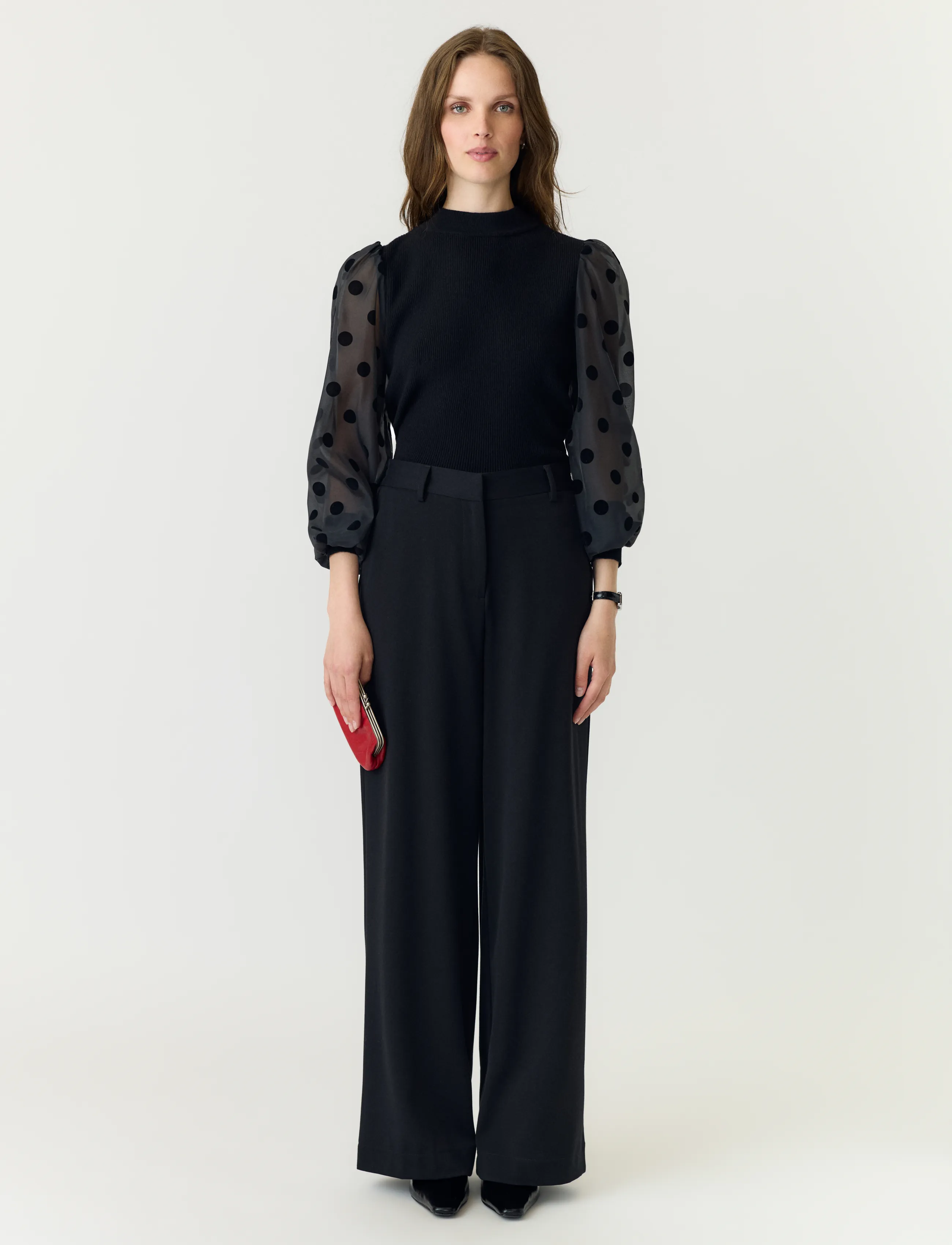 YAS YASDOTME LS KNIT PULLOVER S. NOOS - Fødselsdag - BLACK / black