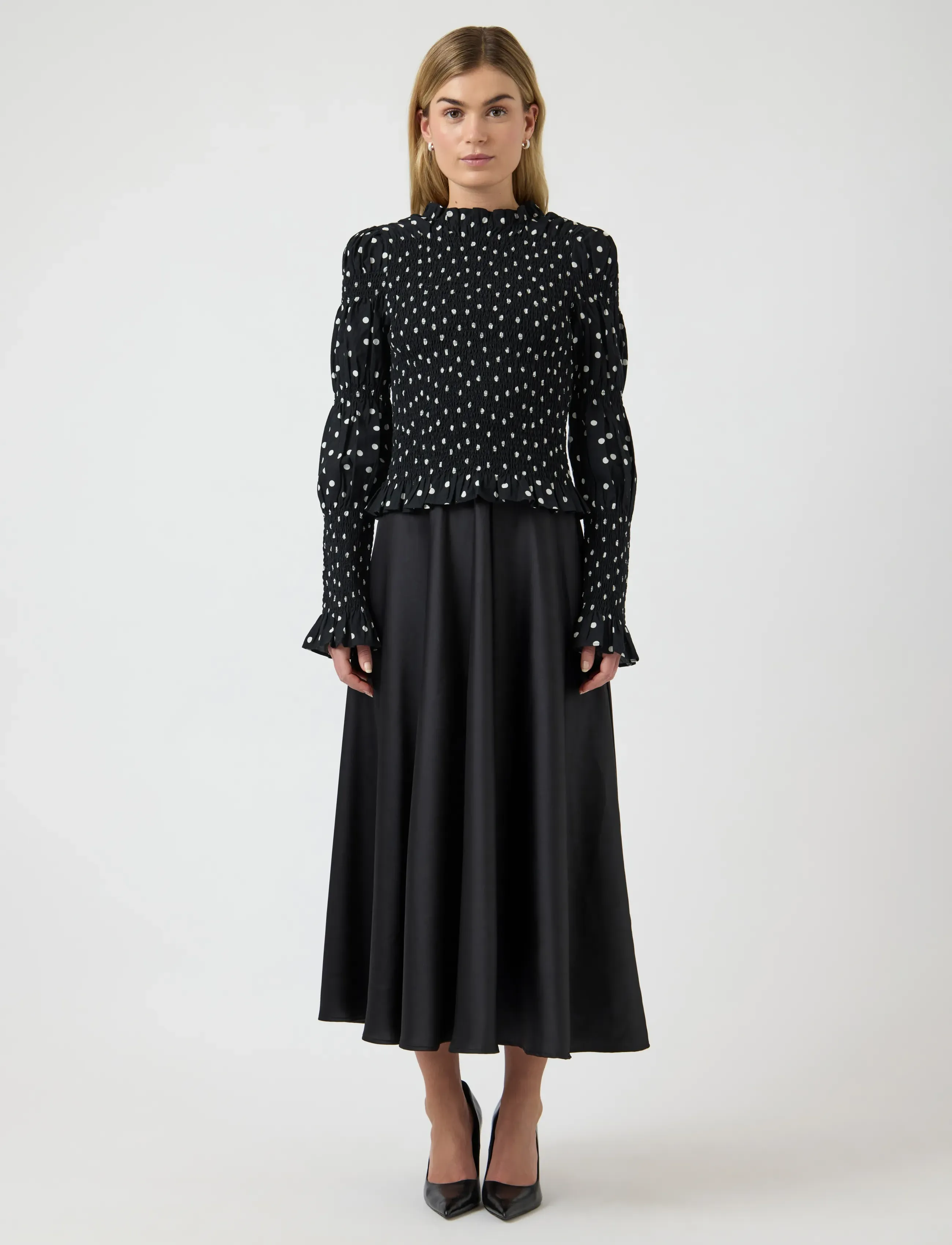 YAS - YASCHEMMA LS SMOCK TOP NOOS - langerma blússur - black - 4