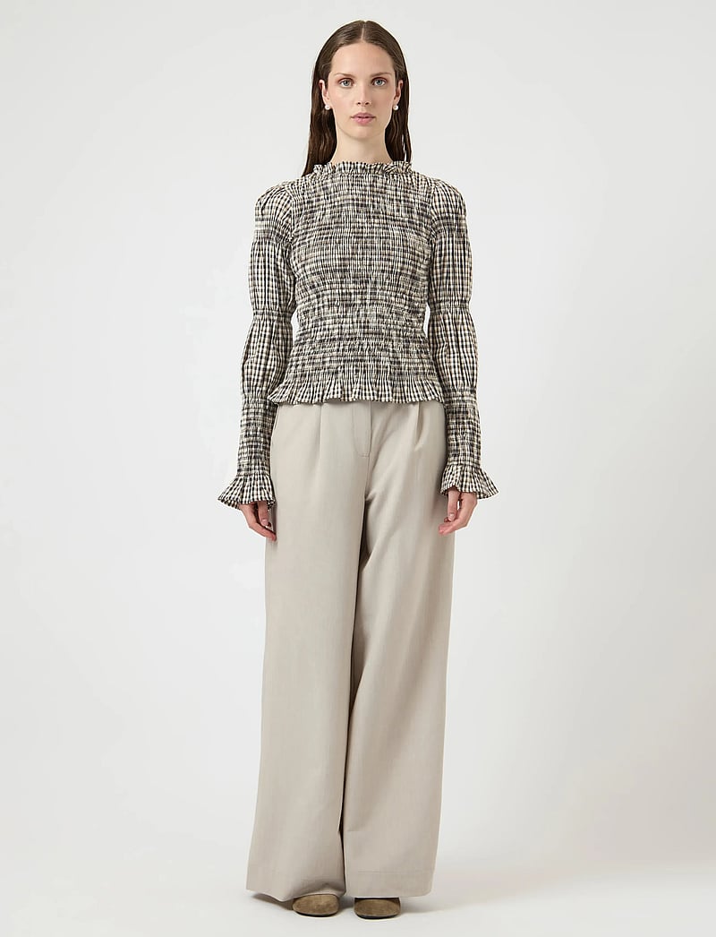 YAS - YASCHEMMA LS SMOCK TOP NOOS - langærmede bluser - eggnog - 0