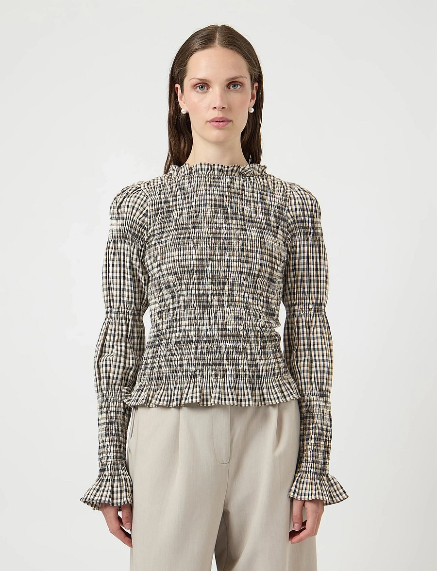 YAS - YASCHEMMA LS SMOCK TOP NOOS - långärmade blusar - eggnog - 4