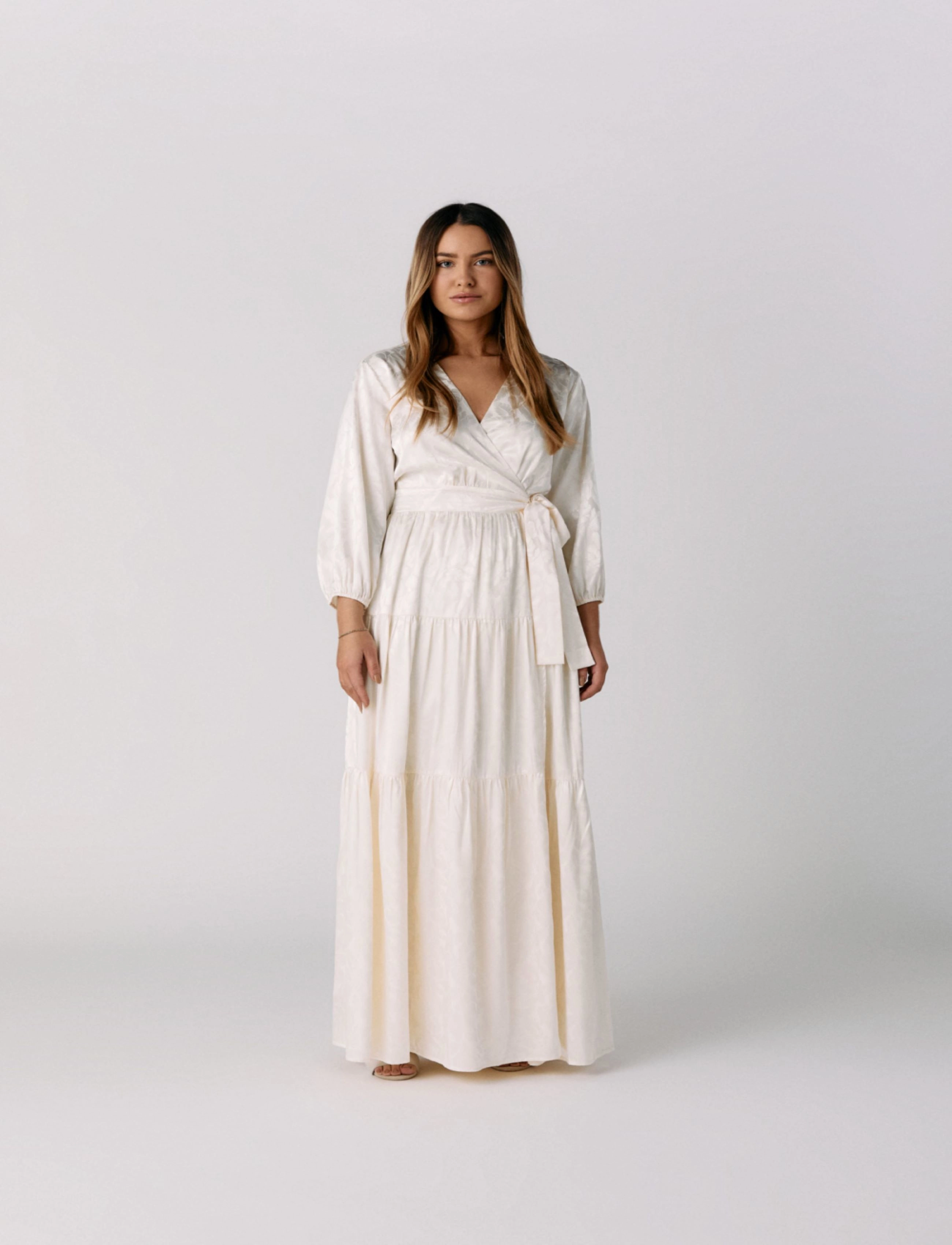 YAS - YASLUMEN 3/4 WRAP MAXI DRESS - CELEB - antique white - 2