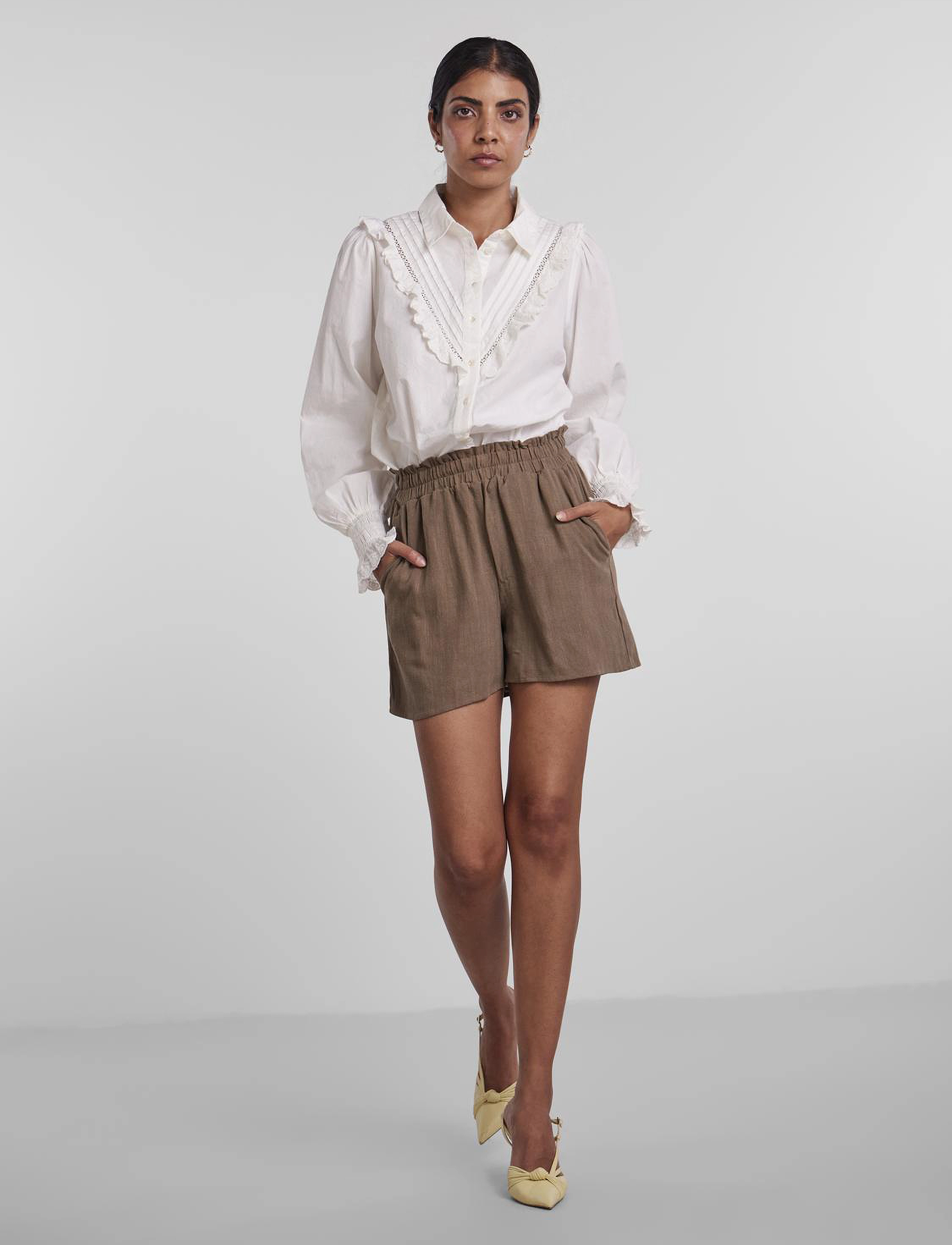 YAS - YASVIGGI HW SHORTS S, - stone gray - 5