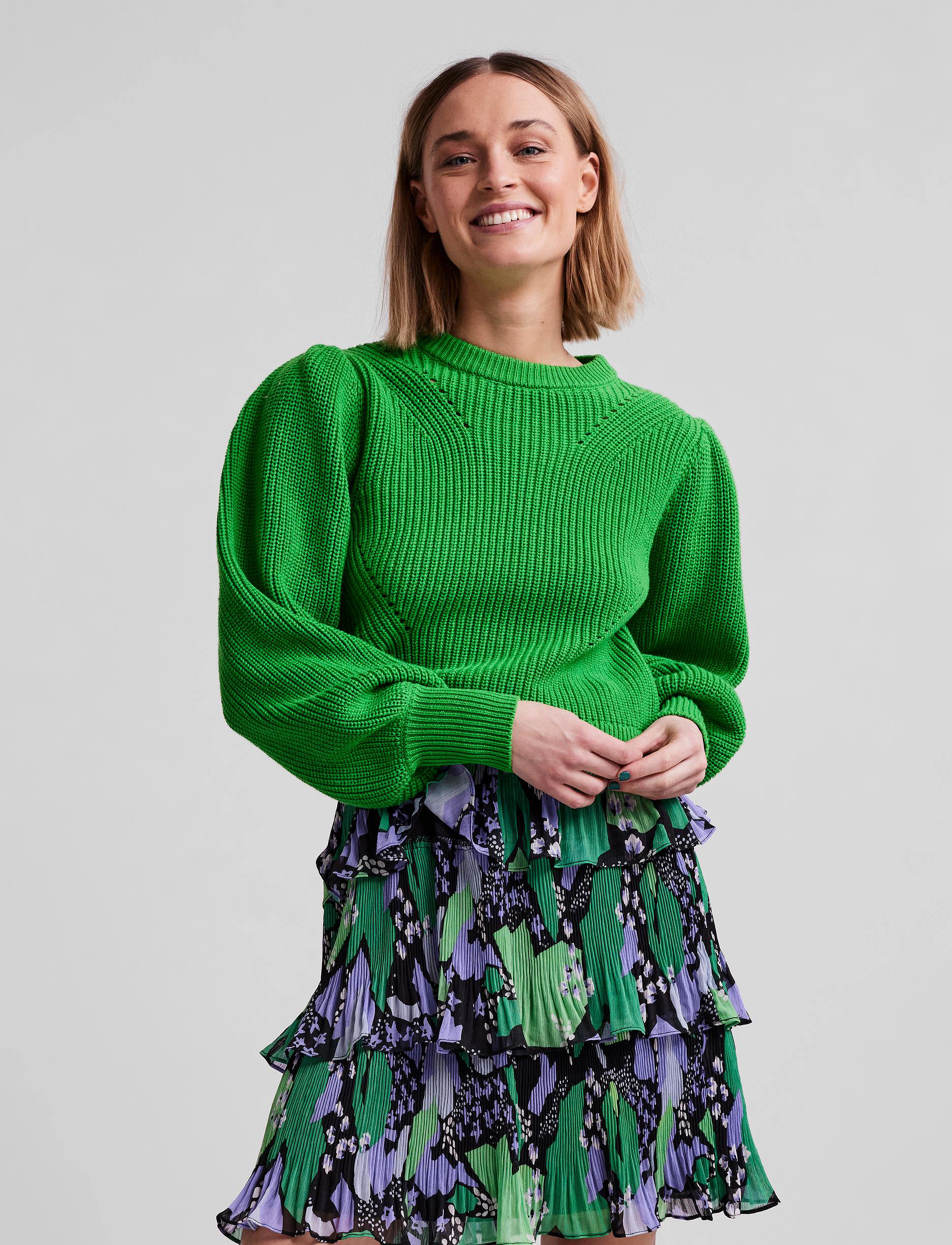 YAS - YASMATELLO LS KNIT PULLOVER S. - island green - 2