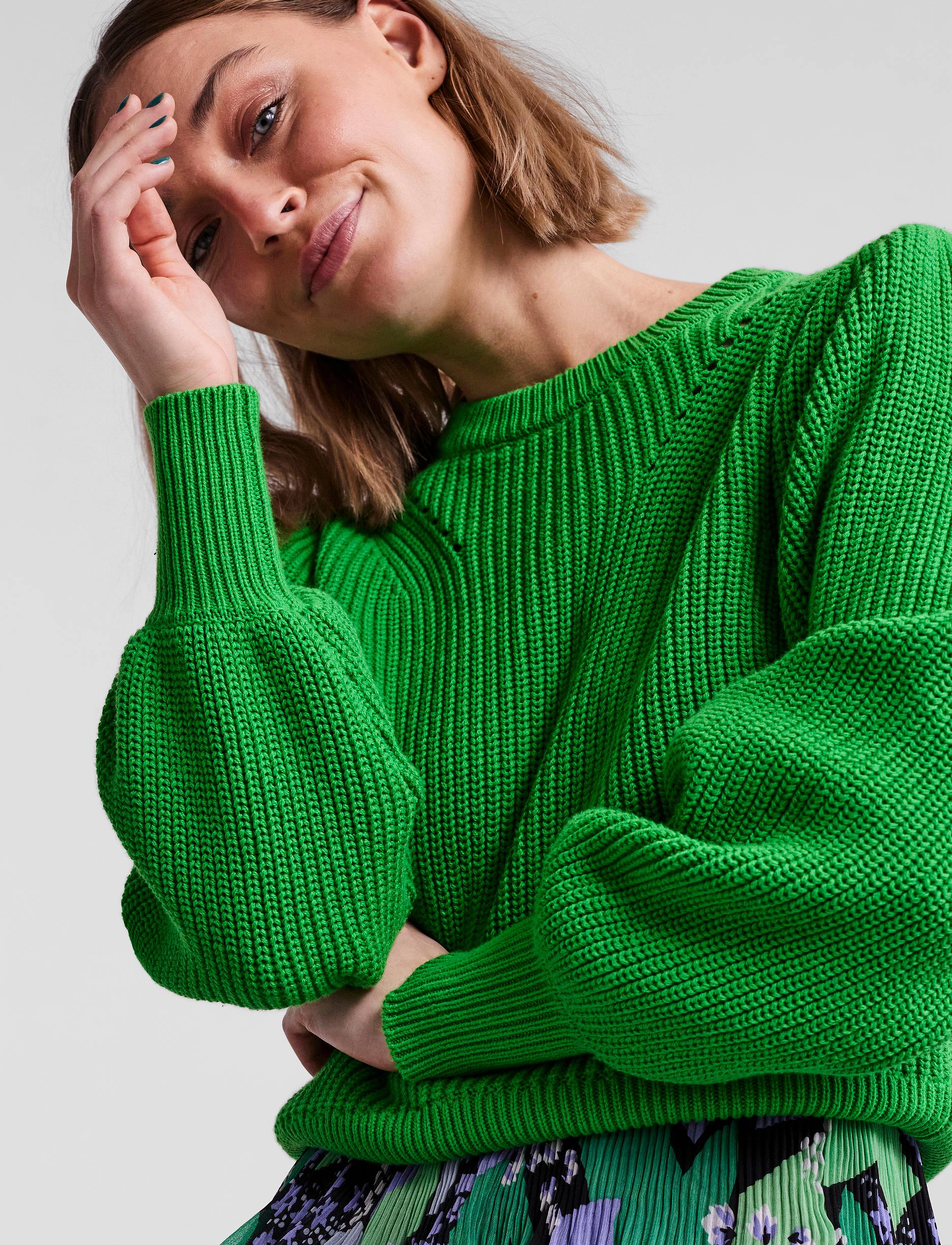 YAS - YASMATELLO LS KNIT PULLOVER S. - island green - 5