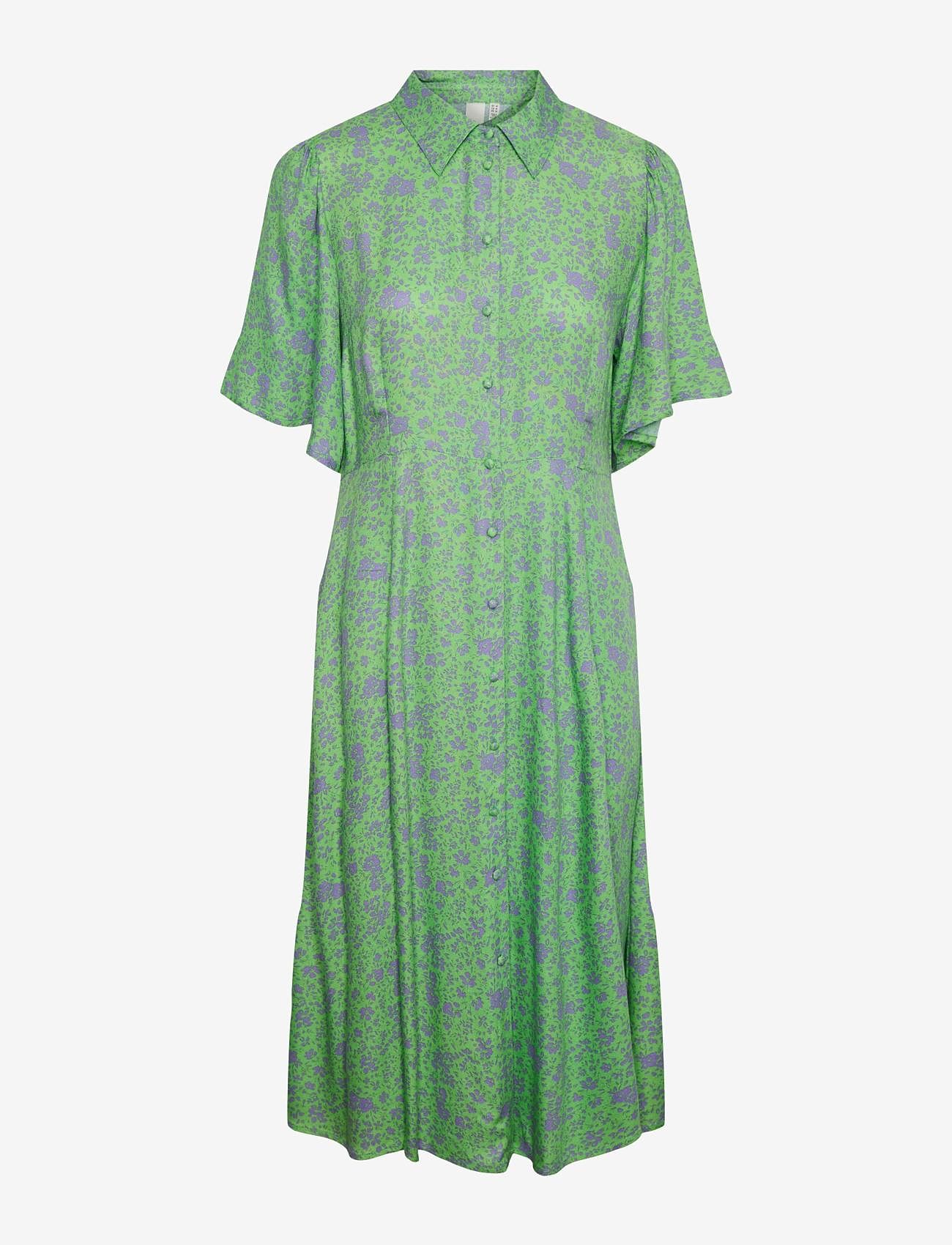 YAS - YASSTELLI 2/4 MIDI SHIRT DRESS S. - shirt dresses - summer green - 0