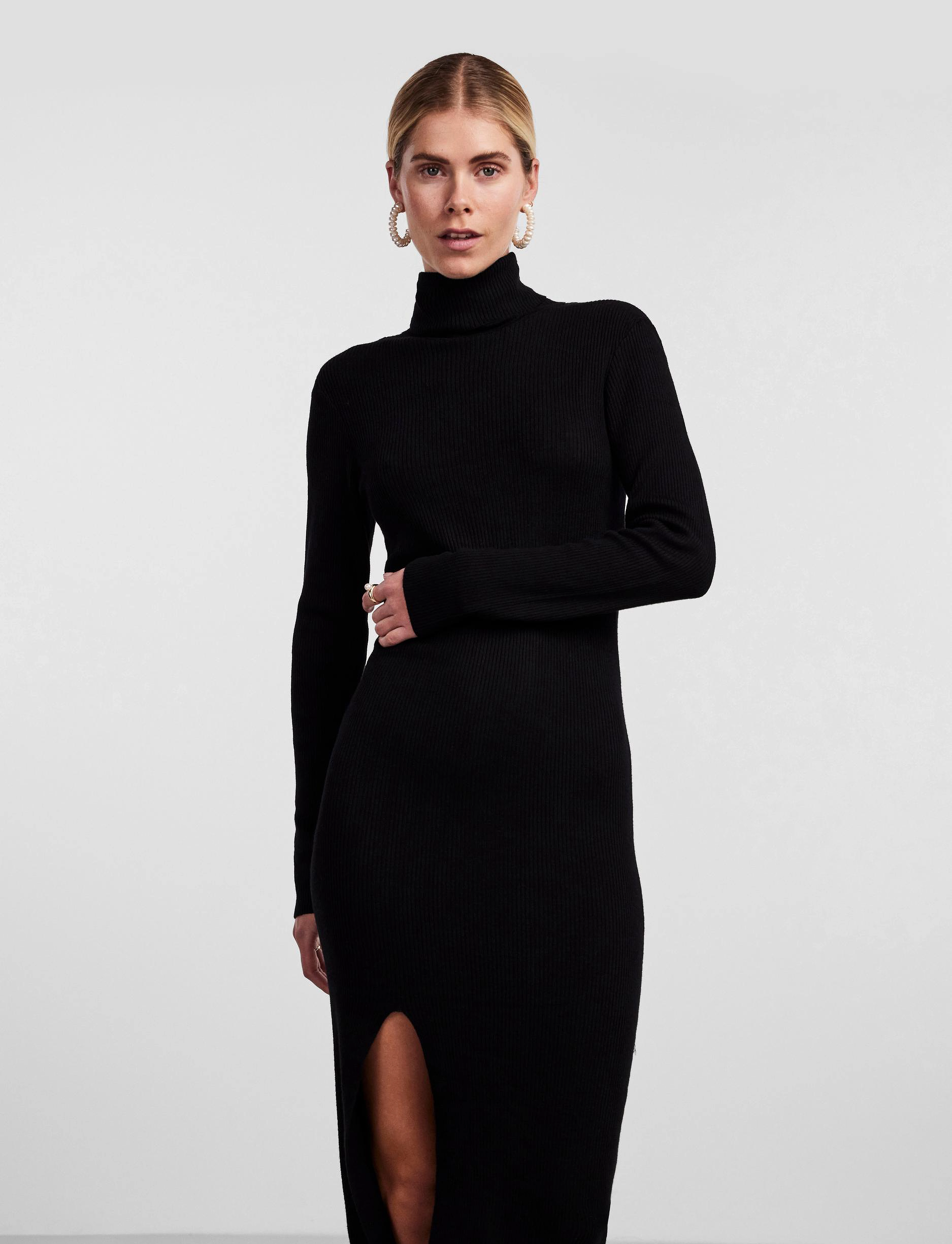 YAS - YASBIRIELLA LS MIDI ROLLNECK DRESS - black - 2