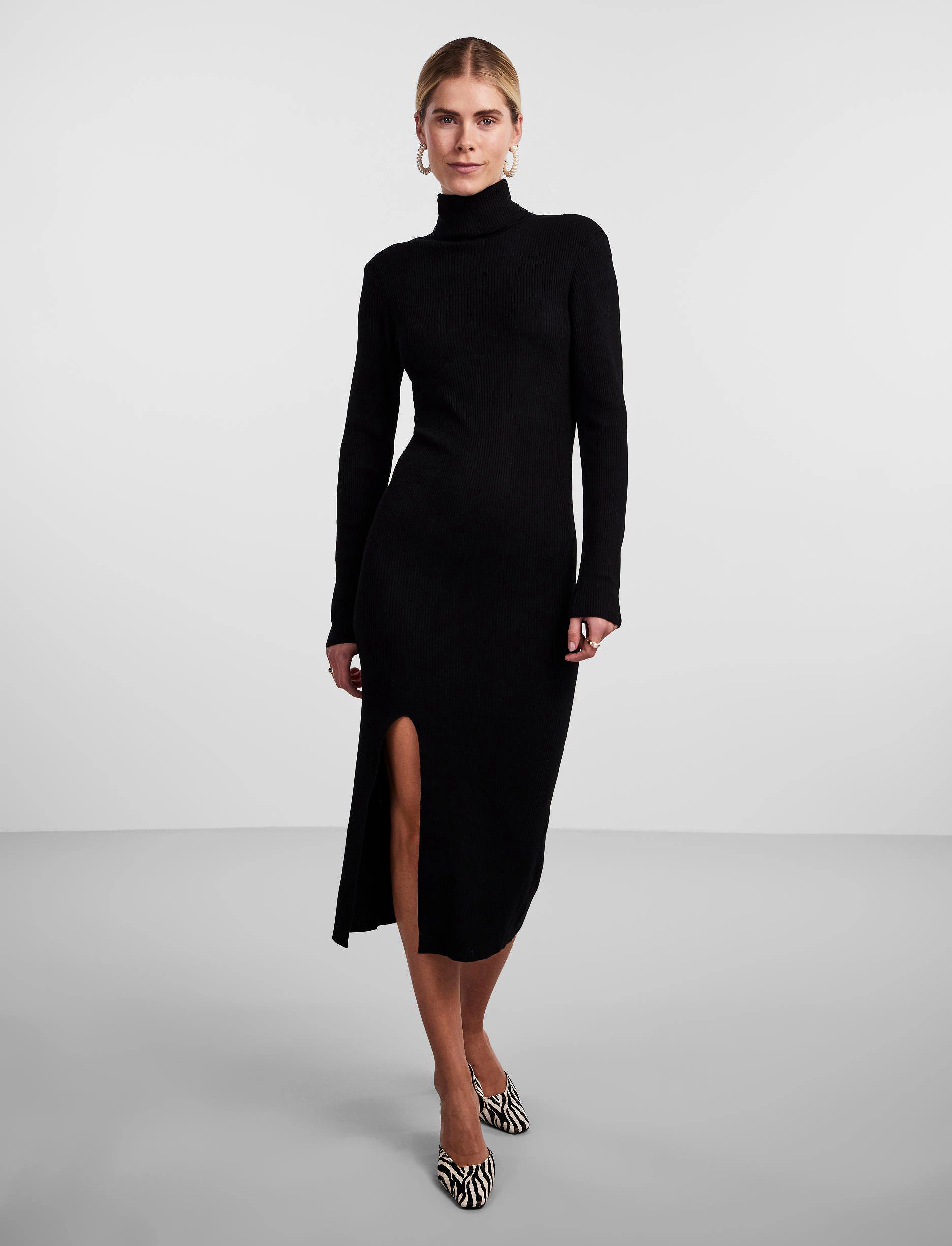 YAS - YASBIRIELLA LS MIDI ROLLNECK DRESS - black - 3