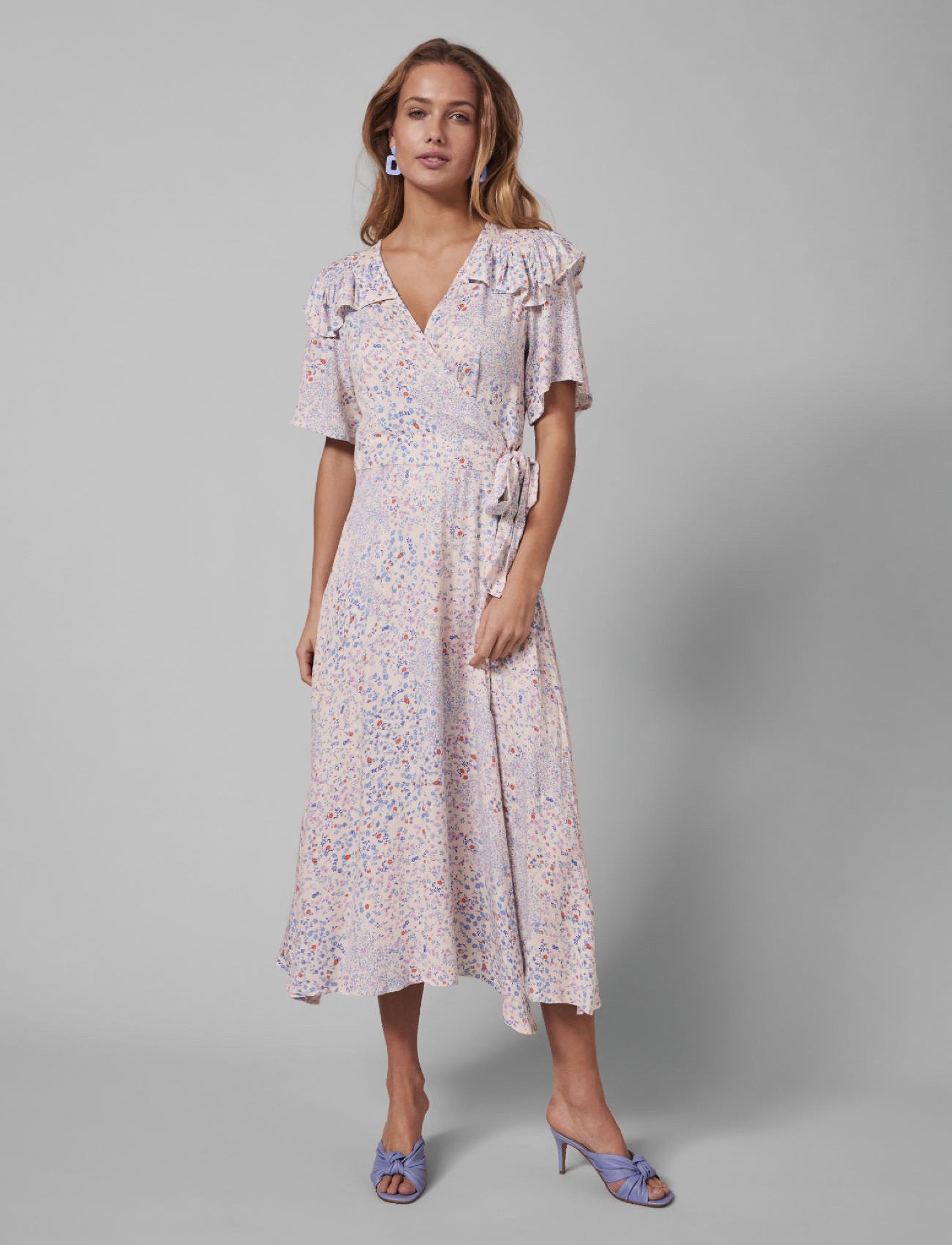 YASLINI 2/4 MIDI WRAP DRESS S. - SOFT