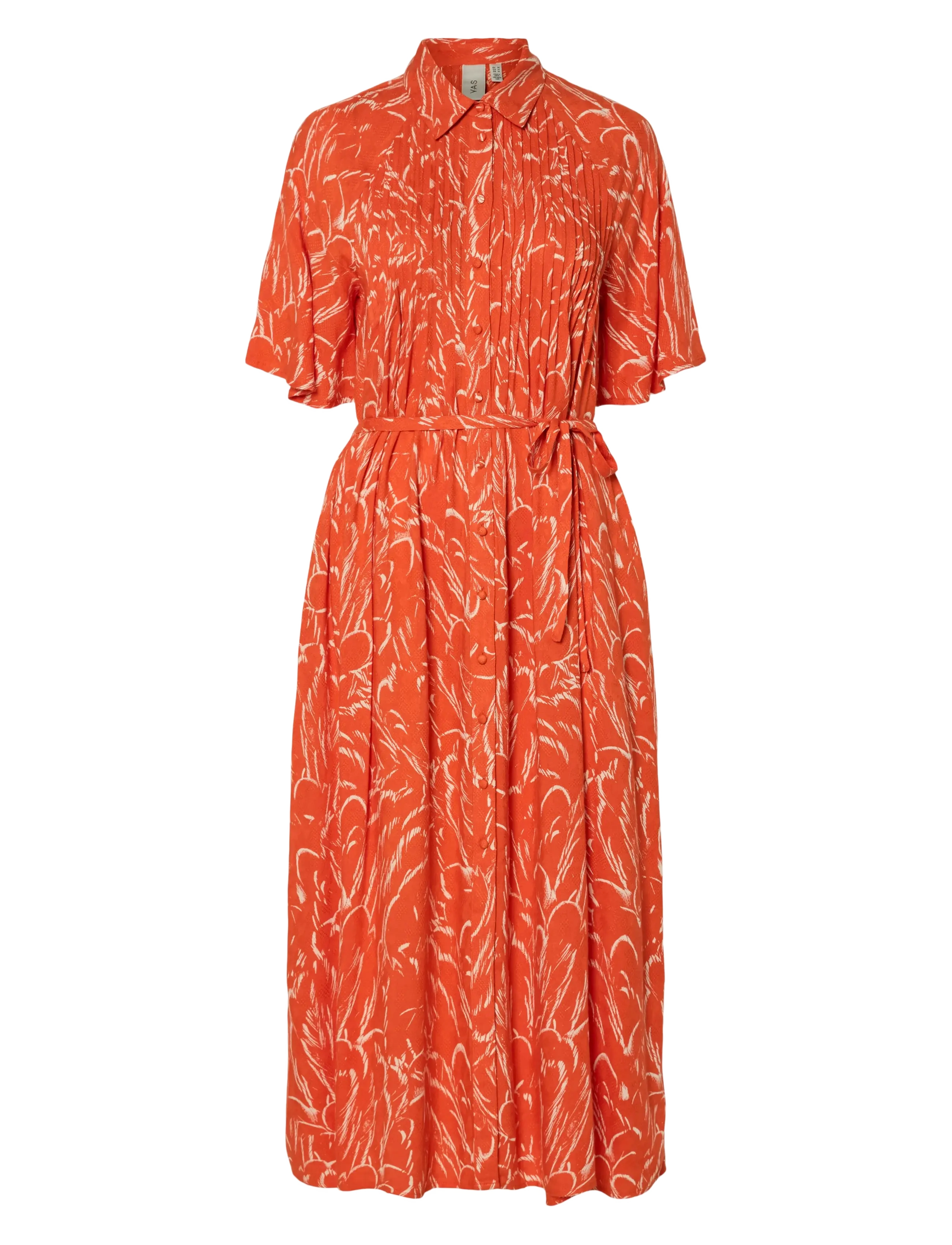 YAS lefira 2/4 Long Shirt Dress S., Kvinder, Lang Skjortekjole, Rød, Str: 36