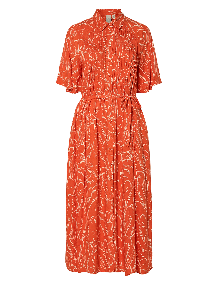 YAS - YASLEFIRA 2/4 LONG SHIRT DRESS S. - sommerkleider - cherry tomato - 0