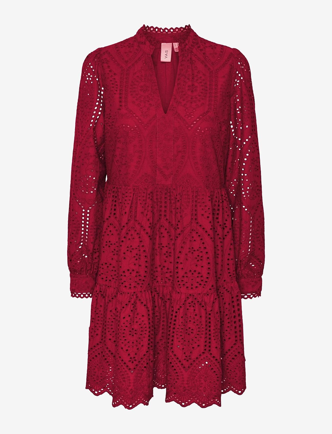YAS - YASHOLI LS DRESS S. NOOS - lace dresses - jester red - 0