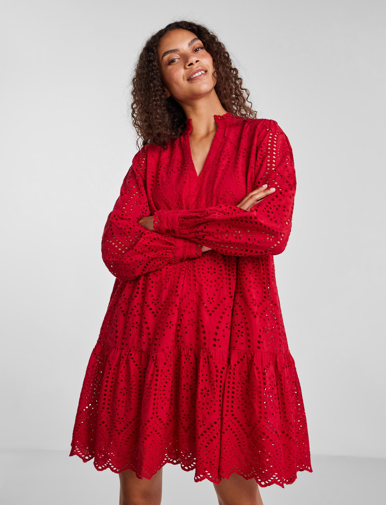 YAS - YASHOLI LS DRESS S. NOOS - lace dresses - jester red - 1