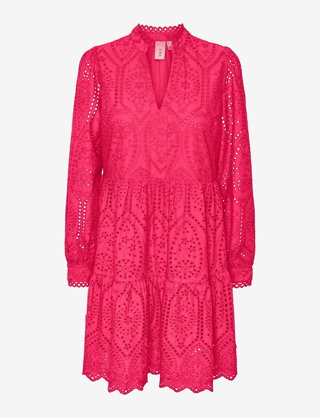 YAS - YASHOLI LS DRESS S. NOOS - lace dresses - raspberry sorbet - 0
