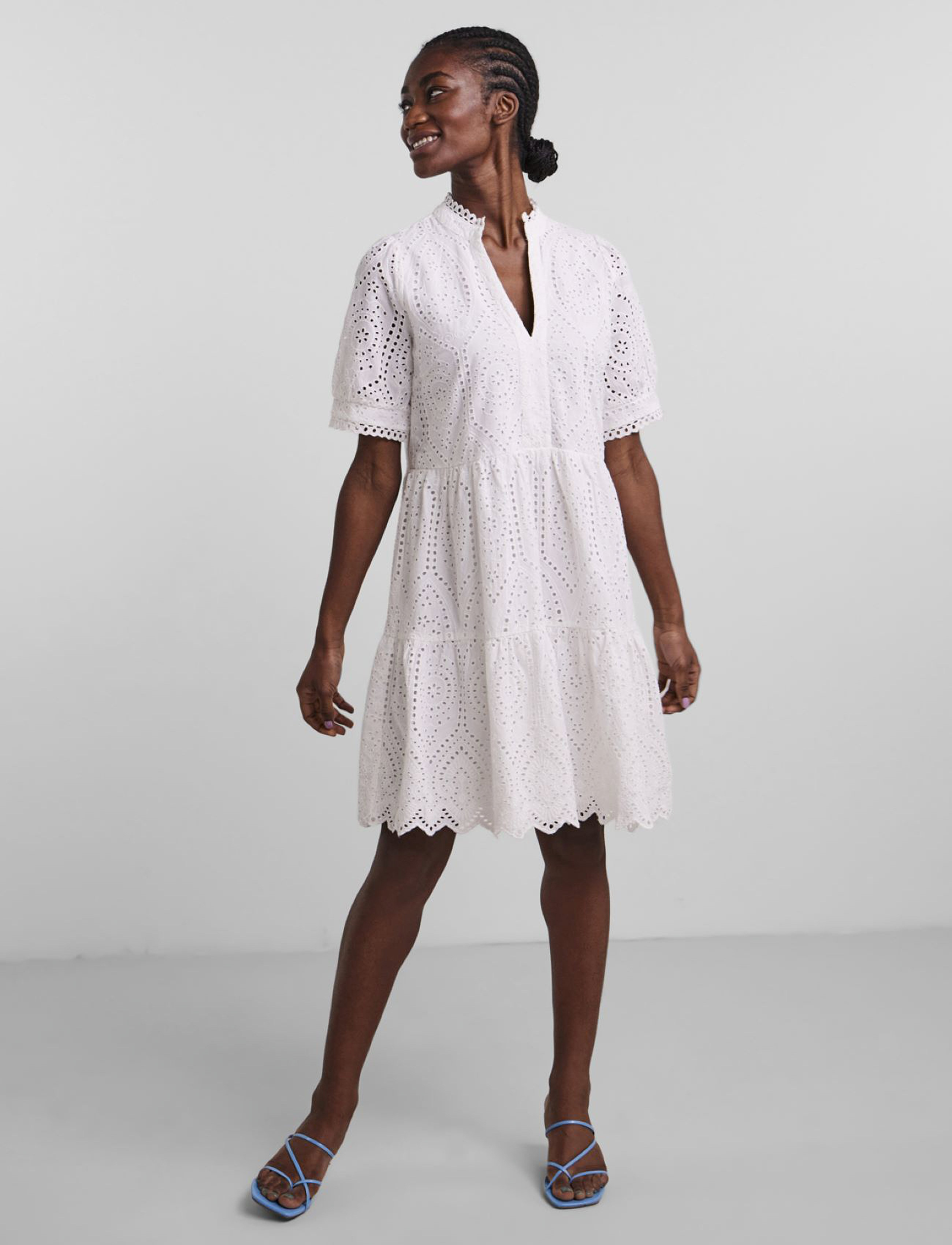 YAS YASHOLI SS DRESS S. NOOS - Korte kjoler - STAR WHITE / white