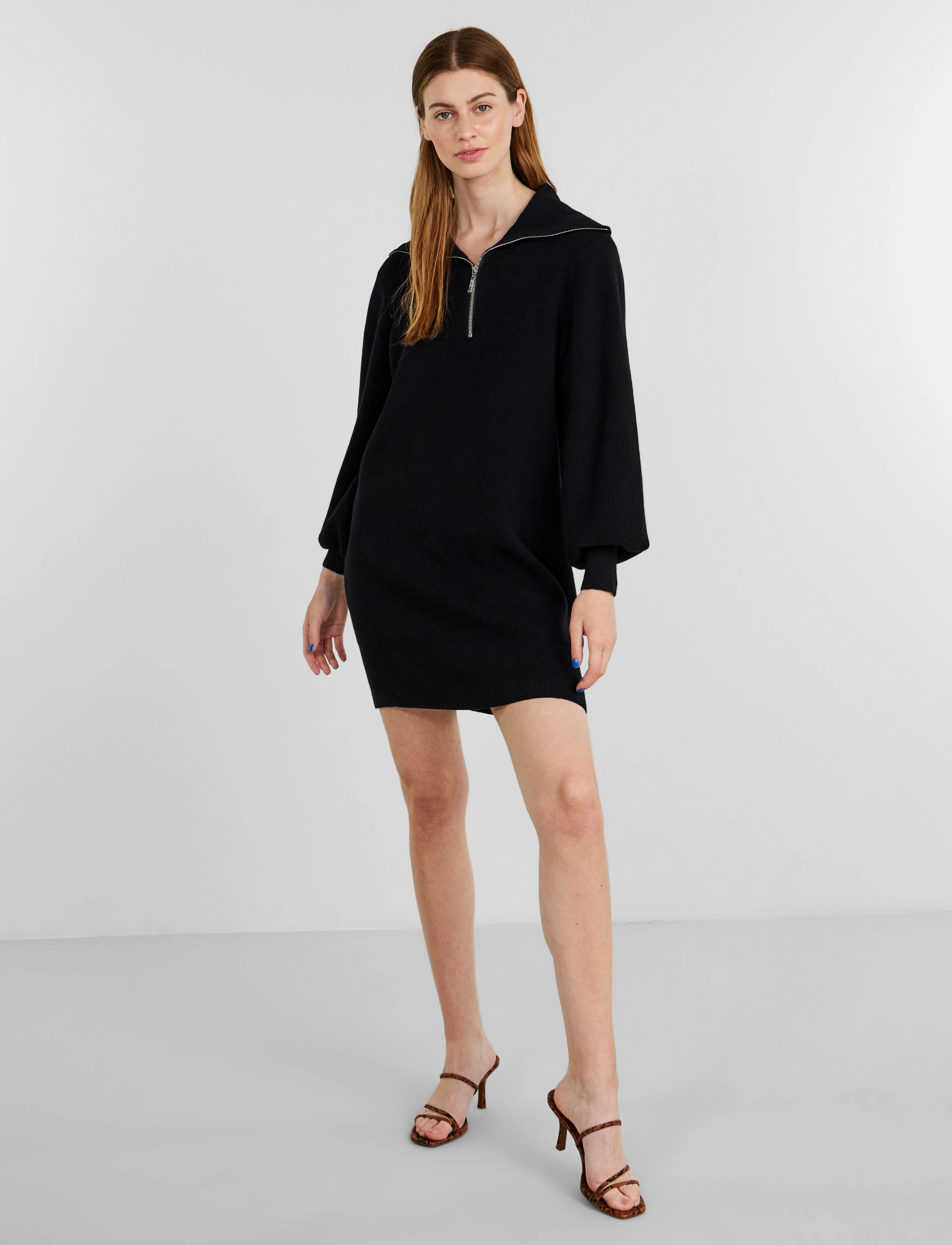 YAS - YASDALMA LS ZIP KNIT DRESS S. - black - 3