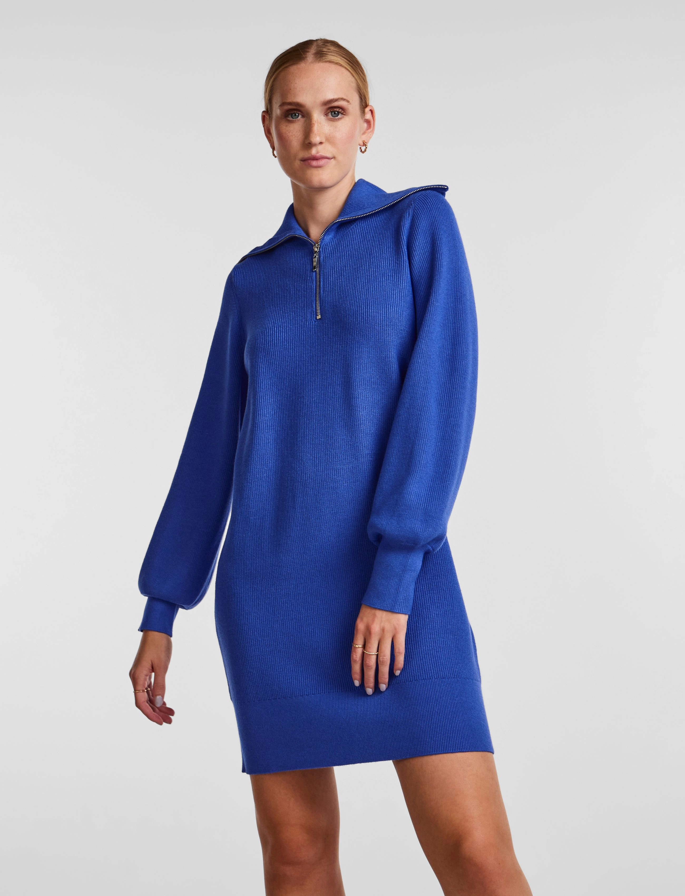 YAS - YASDALMA LS ZIP KNIT DRESS S. - dazzling blue - 2